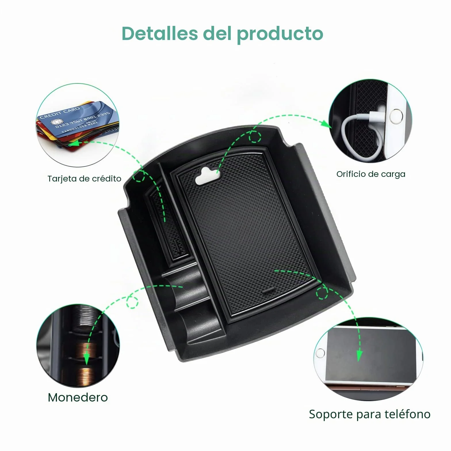 GAFAT 2017-2024 2025 Hyunda-i i30/i30 N/N Line/Fastback Caja de Almacenamiento para Consola Central, Reposabrazos Organizador Bandeja Guantera, Compatible con Hyundai i30 [No para Freno Electrónico]