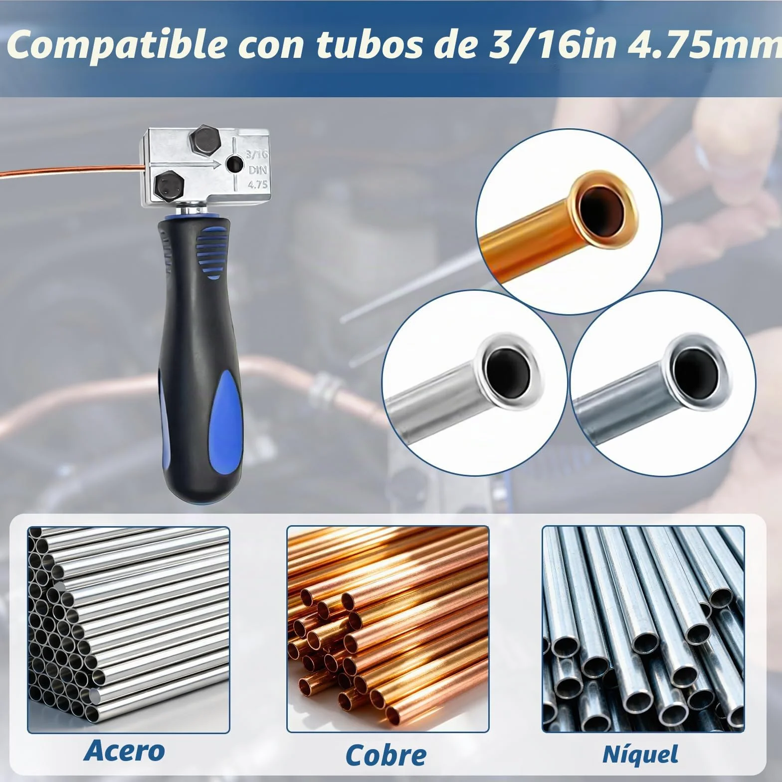 Cable de Freno para Rebordeador, Herramienta Abocardado Línea Freno Kit Herramientas Doble Abocardado de 3/16 Pulgadas para Sistemas de Frenado Hidráulicos de Coche