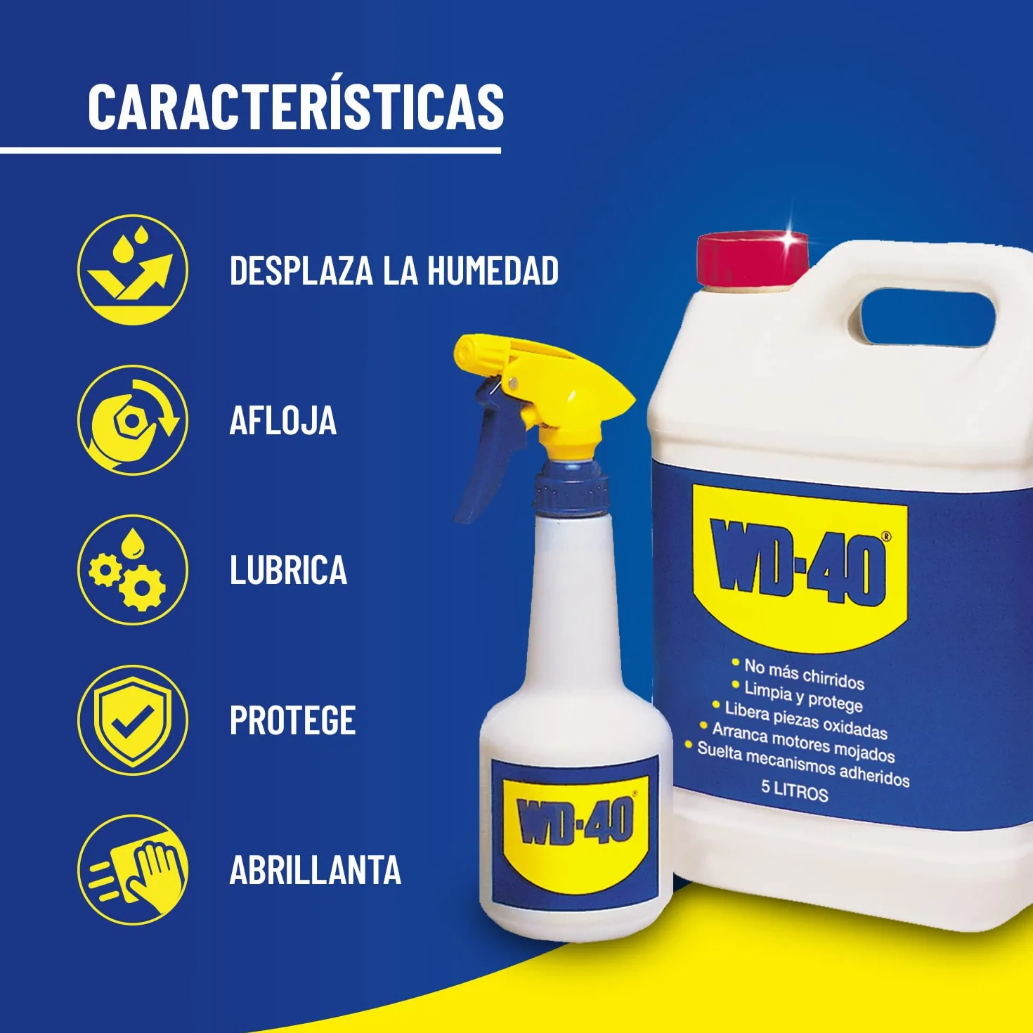 WD-40 Producto Multi-Uso Garrafa de 5 Litros + Pulverizador + Guantes