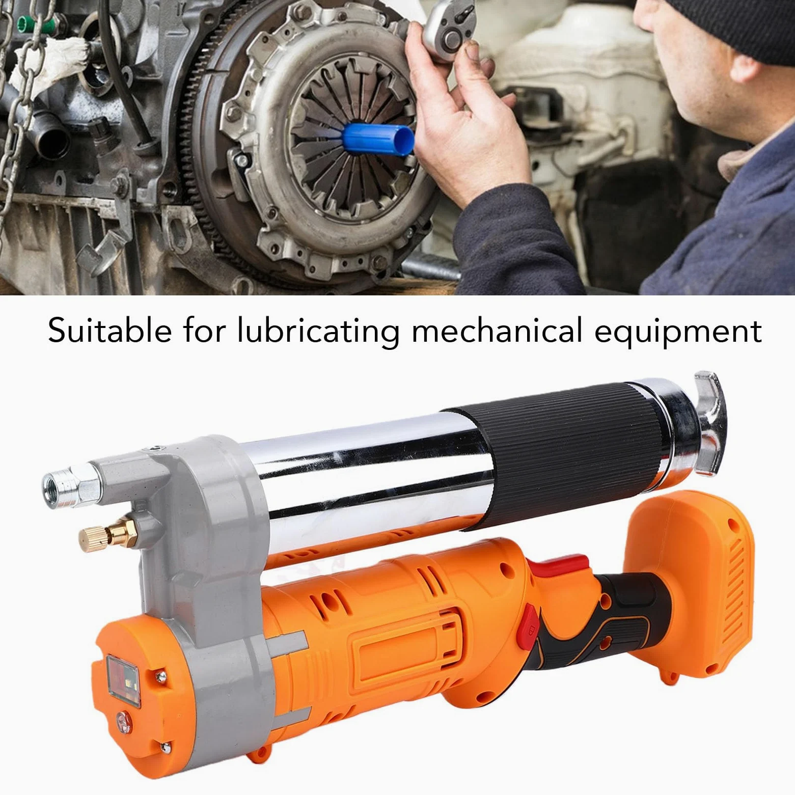 Pistola de Engrase Inalámbrica, Giratorio 2 en 1, de Carga Dual, Bomba de Engrase Eléctrica de 8000-12000 PSI con Manguera de 39,4 Pulgadas para Maquinaria Agrícola Automotriz