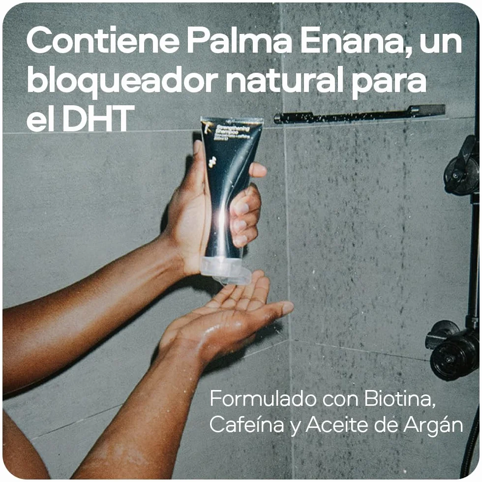 Sons Champú Crecimiento Cabello Hombres 200ml Bloqueador DHT Fórmula Engrosante Saw Palmetto Aceite Argán Cafeína Romero