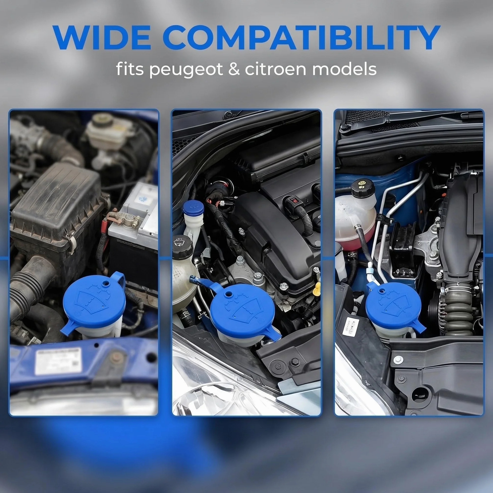 2 Piezas Tapón de Depósito, Tapa Tanque Limpiaparabrisas, Tapa de Repuesto de la Caja del limpiaparabrisas del Automóvil, Tapa del Tanque de Agua Raspada, Para Peugeo 106 206 207 306