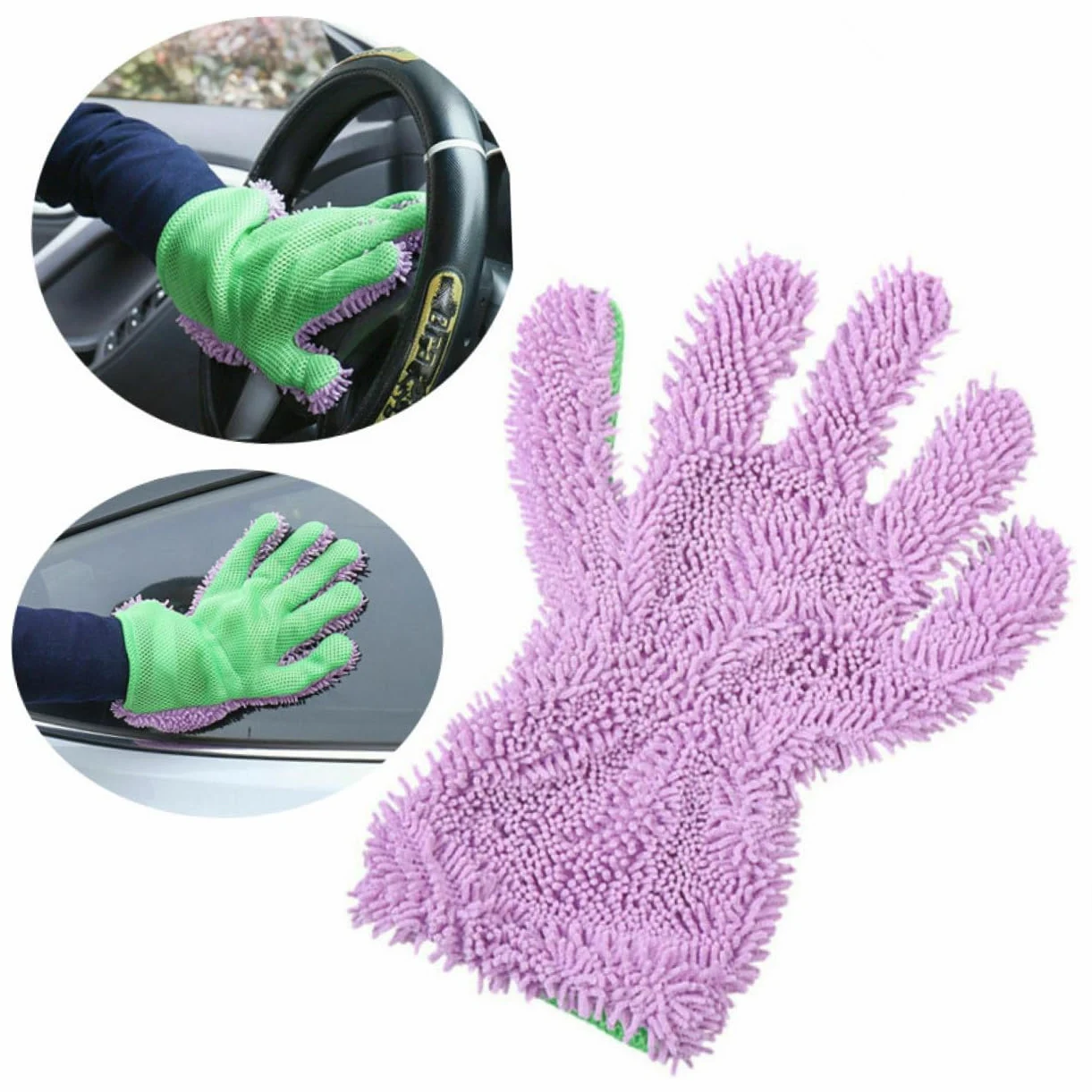 Mikinona 3 Piezas Guante De Lavado De Autos De Microfibra Guantes De Lavado De Autos Guantes De Lavado Automático Guante De Limpieza del Coche