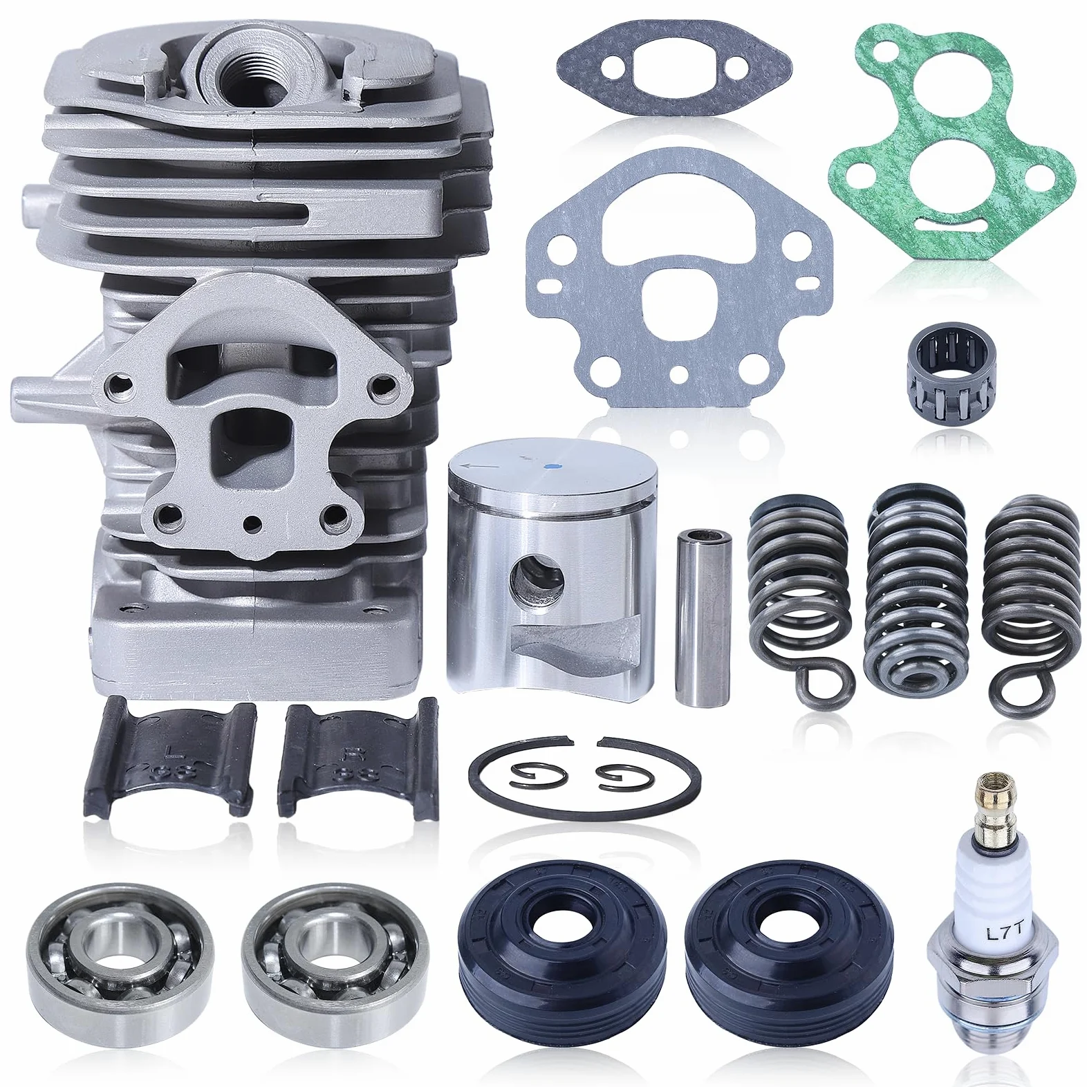 Kit de cilindro y pistón de 39 mm para Husqvarna 235, 236, 240, 235E, 236E y 240E, Incluye bujía, rodamiento de cigüeñal y juego de juntas para motosierras Repuestos, sustituye a 577831101