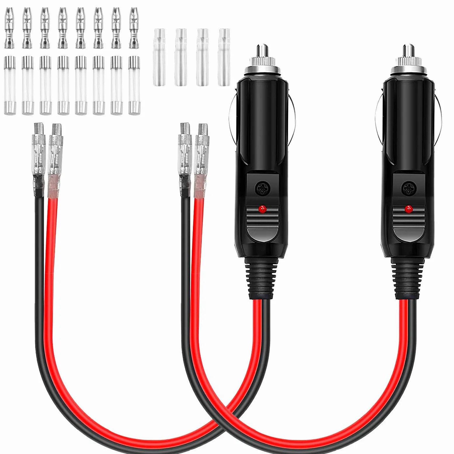 2Pz Encendedor de Cigarrillos Plug, Cable Conector Macho para Mechero de Coche de 12V-24V Enchufe de Mechero con Fusible Enchufe del Encendedor para Refrigeradores de Camiones, Reproductores de DVD