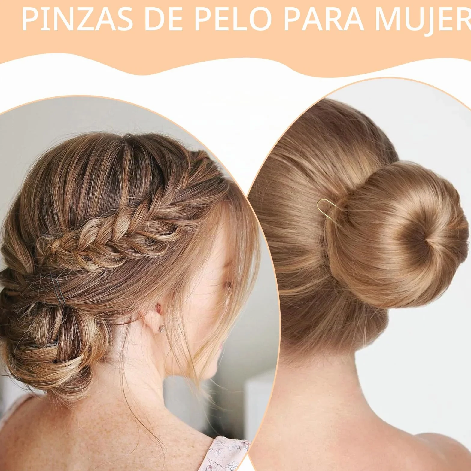 300 Horquillas Pelo Mujer, Pinzas Chignon Invisibles, Pasadores Metálicos, Caja Organizadora (Marrón)