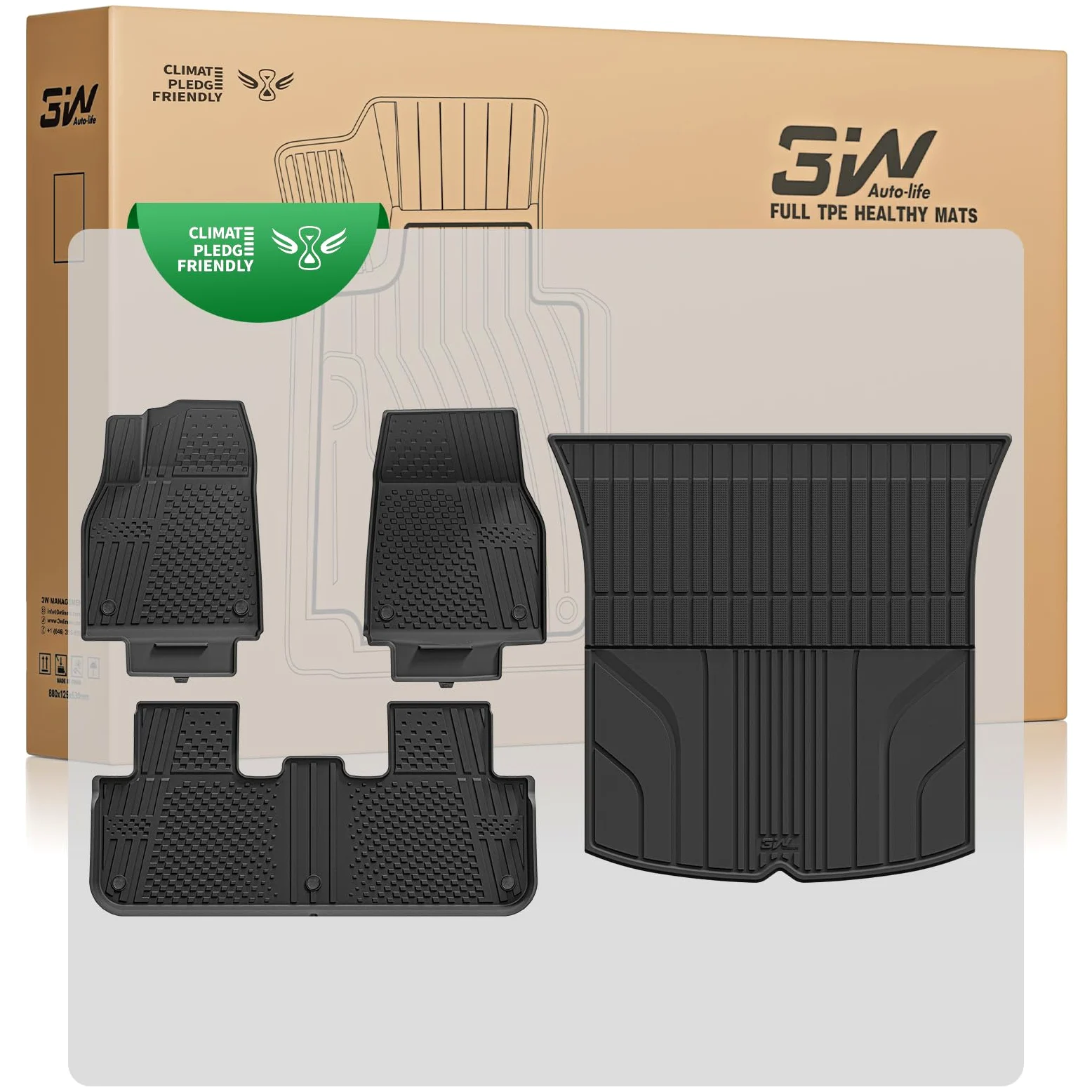3W Alfombrillas de Coche para Tesla Model Y 2025 2026 Juniper,Incluyendo Alfombrilla de Maletero en Material Thorex™ Premium, Aptas para Todas las Estaciones, Antideslizantes e Impermeables,Accesorios