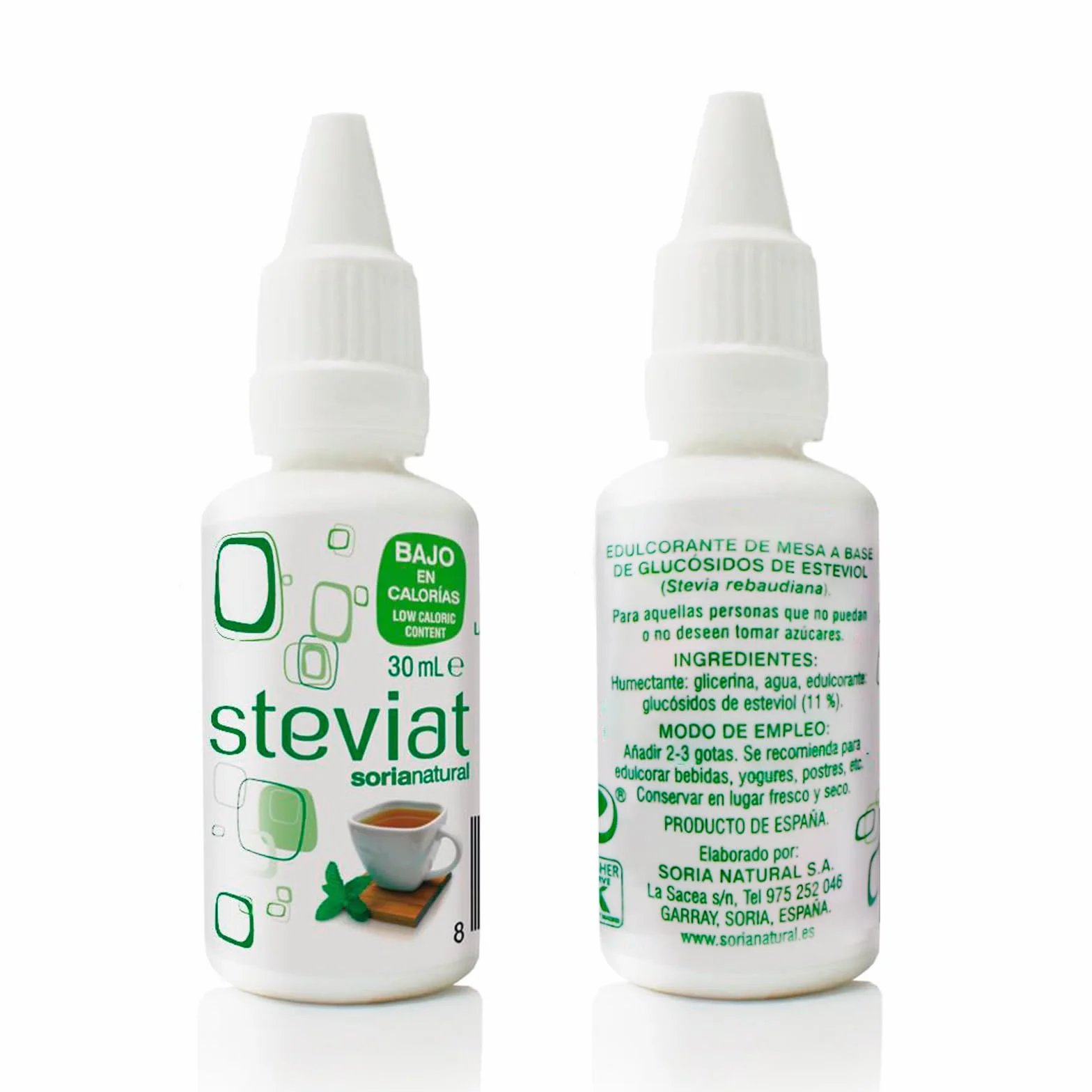 Soria Natural Steviat gotas Edulcorante de Mesa 100% Natural a Base de Glucósidos de Esteviol Stevia rebaudiana Sustituto de Azúcar Líquido Bajo en Calorías 30 ml