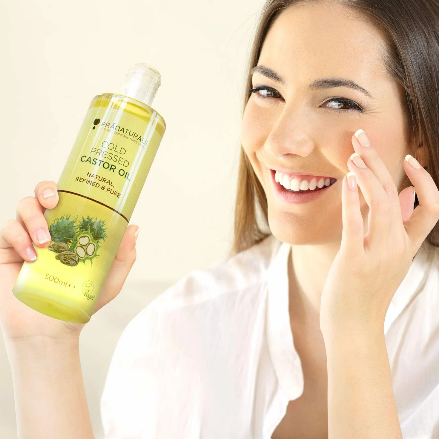 Aceite de ricino prensado en frío 500ml 100% vegano natural para crecimiento pelo pestañas piel suave omega 6 y 9
