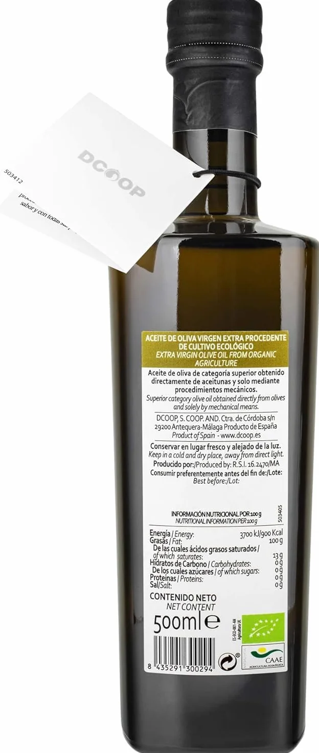 DCOOP Aceite De Oliva Virgen Extra Ecológico Picual 500 ml