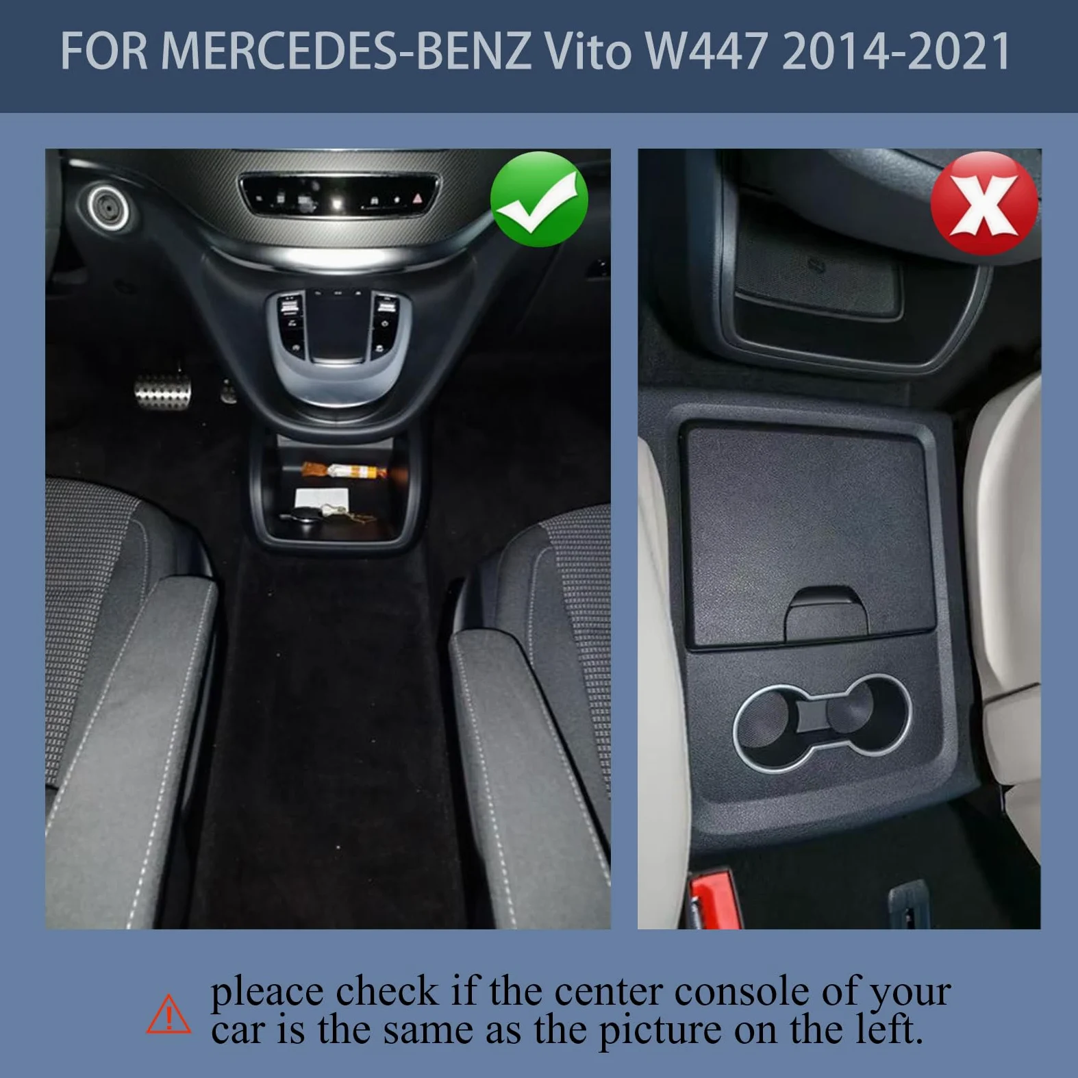 Apoyabrazos del coche Consola central caja de almacenamiento Vito accesorios con carga inalámbrica Para Benz Vito W447 2014-2025 (black,01)