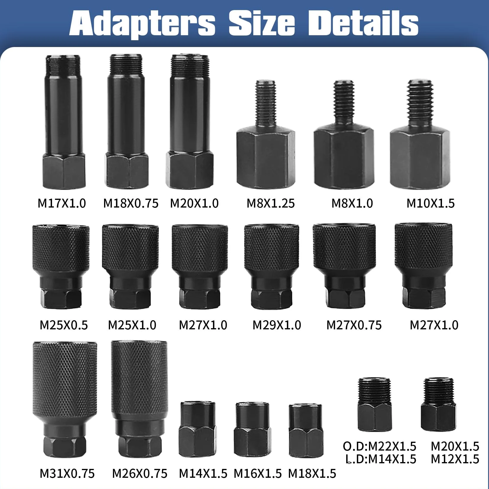 DOCAS 24 Piezas Extractor de Inyectores Diésel,Extractor de inyector neumático con Adaptador