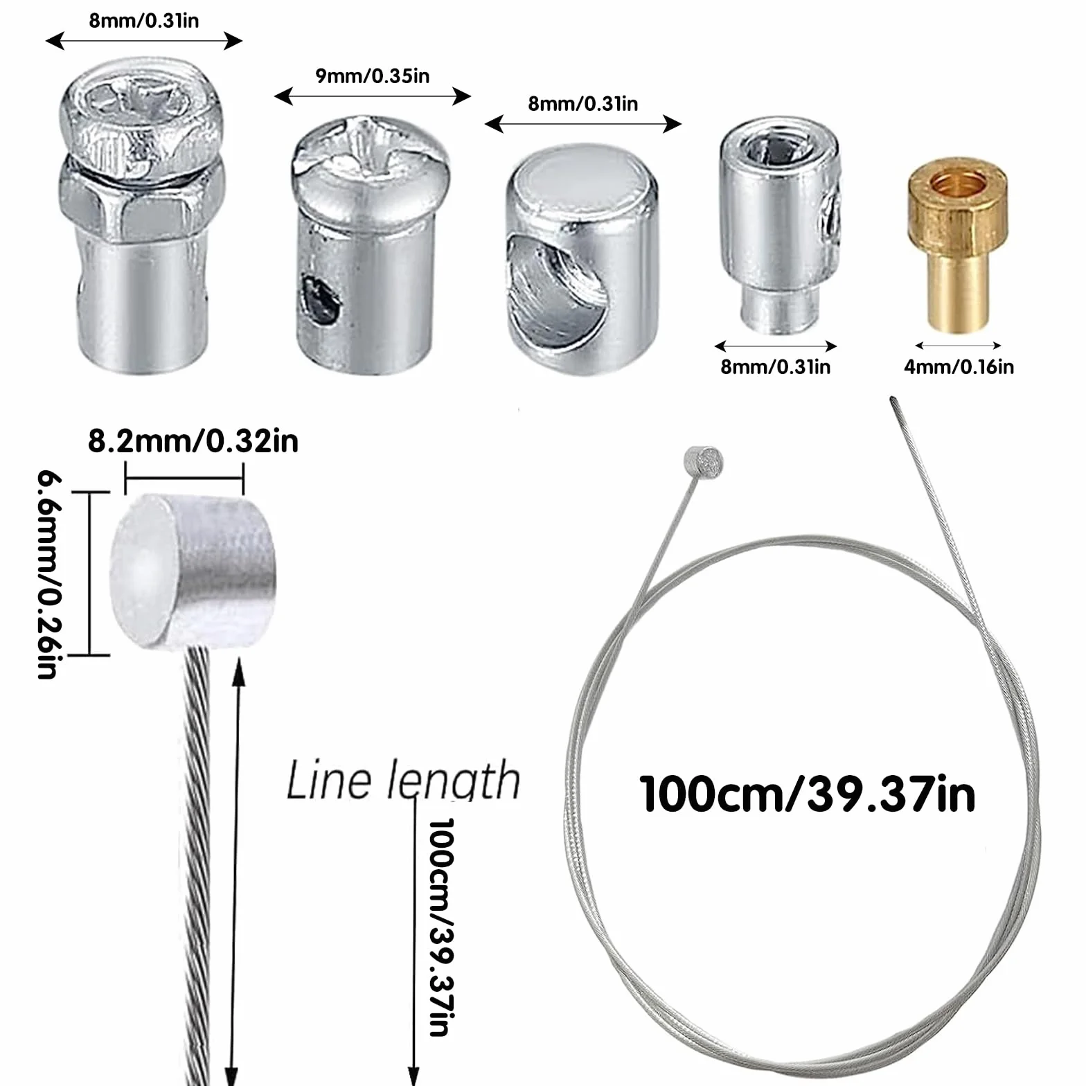2pcs 2m Kit De ReparacióN Universal Cable De Acelerador Cable De Cambio Cable De Embrague Bicicleta Scooter Ciclomotor Con 9 Conectores Motocicleta Cable Universal Para Ciclomotor, Bicicleta, Scooter
