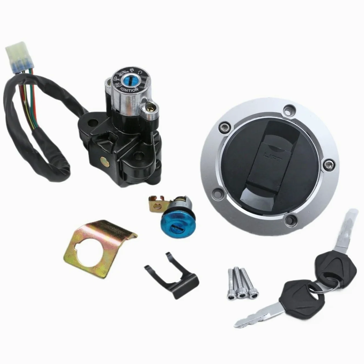 para Suz&uki V-Strom 650 1000 DL650 DL1000 DL 650 DL 1000 2014 2015 Tapa Tanque Combustible Encendido Motocicleta Cubierta Asiento Conjunto De Bloqueo Tapones depósito