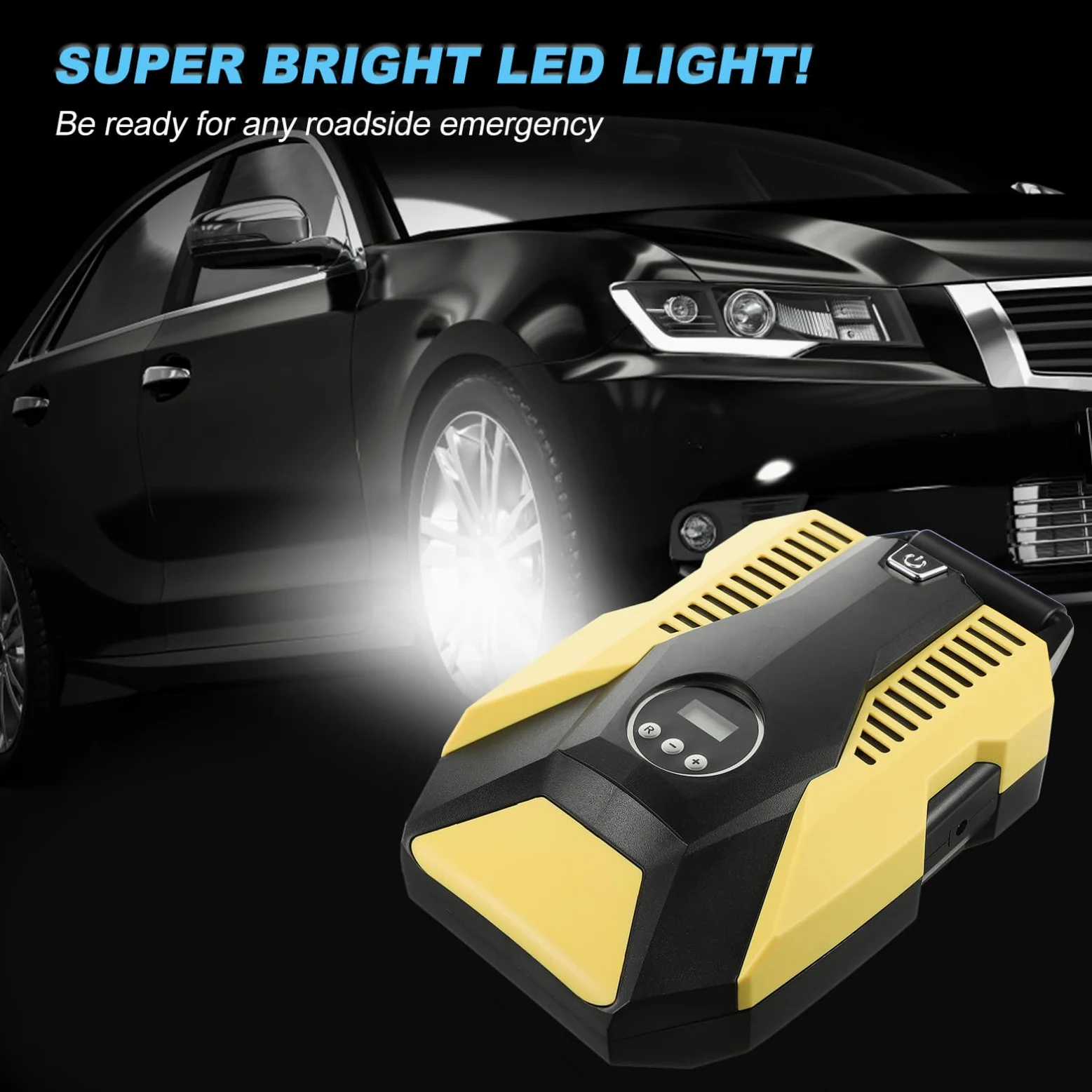 Bomba de Neumáticos con Manómetro Digital para Coche 12v | Abs y Cobre, Pantalla Digital con Parada Automática, Presión Estable para Rueda de Automóvil
