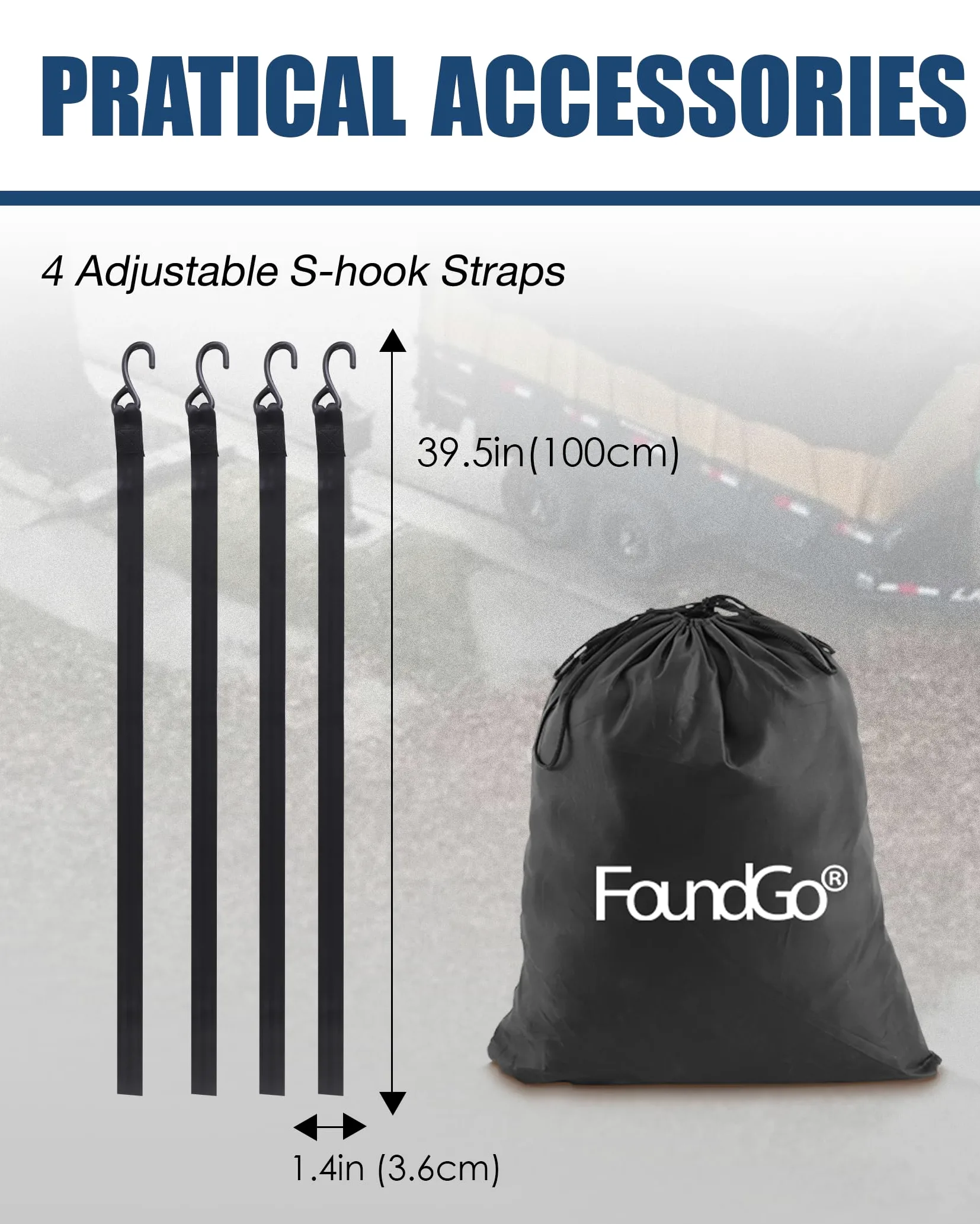 FoundGo Red de equipaje para camioneta, superficie de carga, 208 x 127 cm, ancho de banda de 4,6 cm, resistente, resistente a desgarros, portón trasero, red de carga ajustable, para remolques de