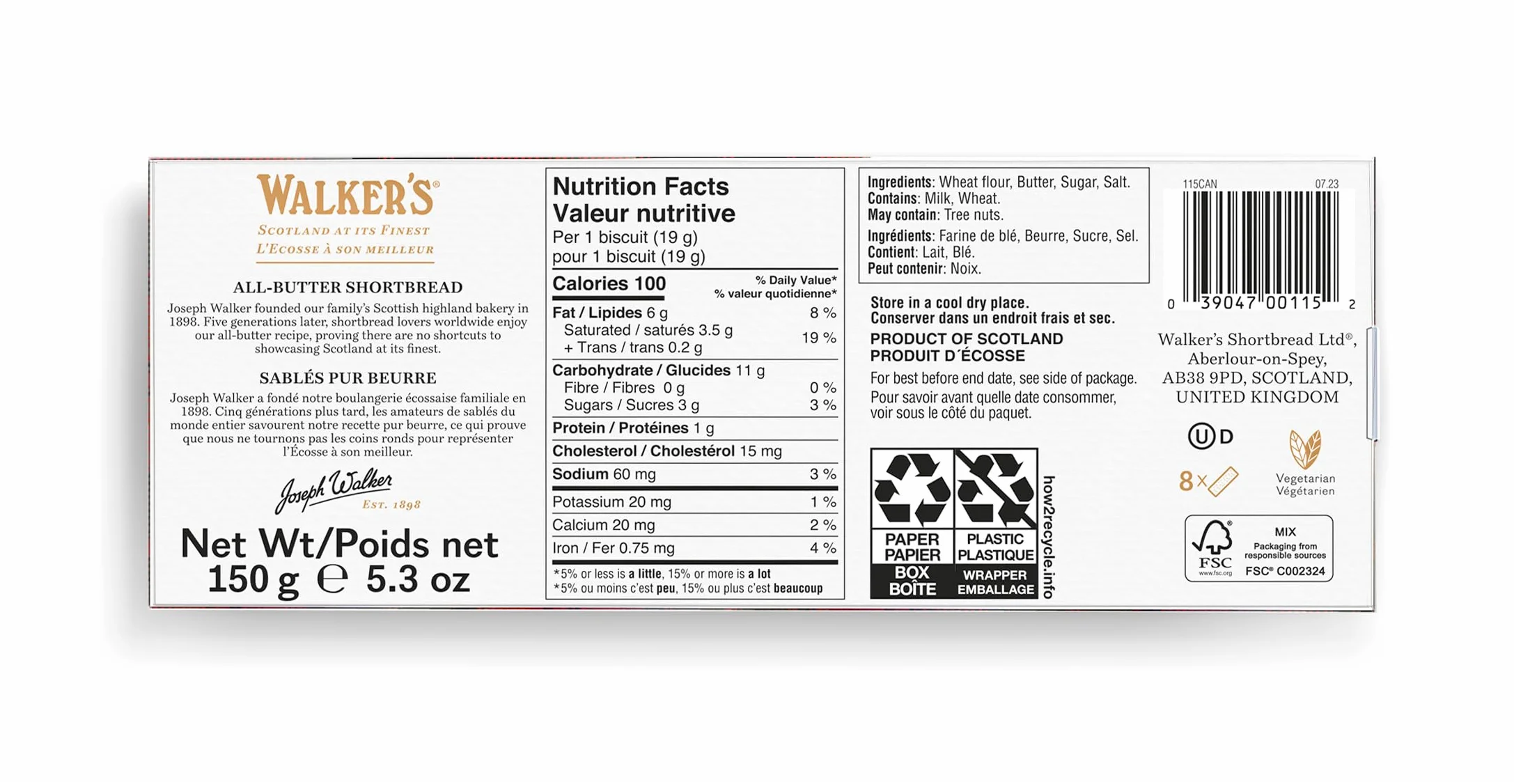 Walkers Shortbread Fingers 150 gr