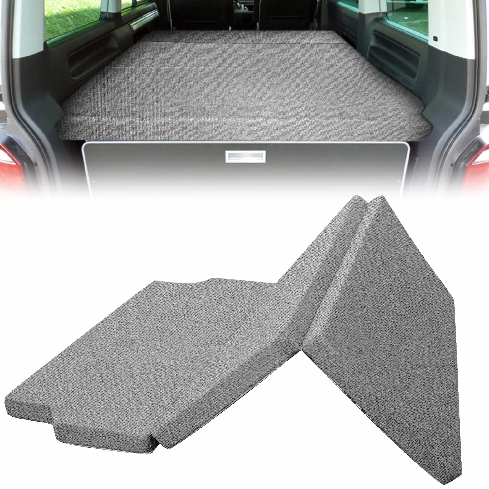 Colchón para VW T4 T5 T6 T6.1 Multivan California Beach Caravelle Transporter, gris Colchón plegable desplegable 185x148x8cm