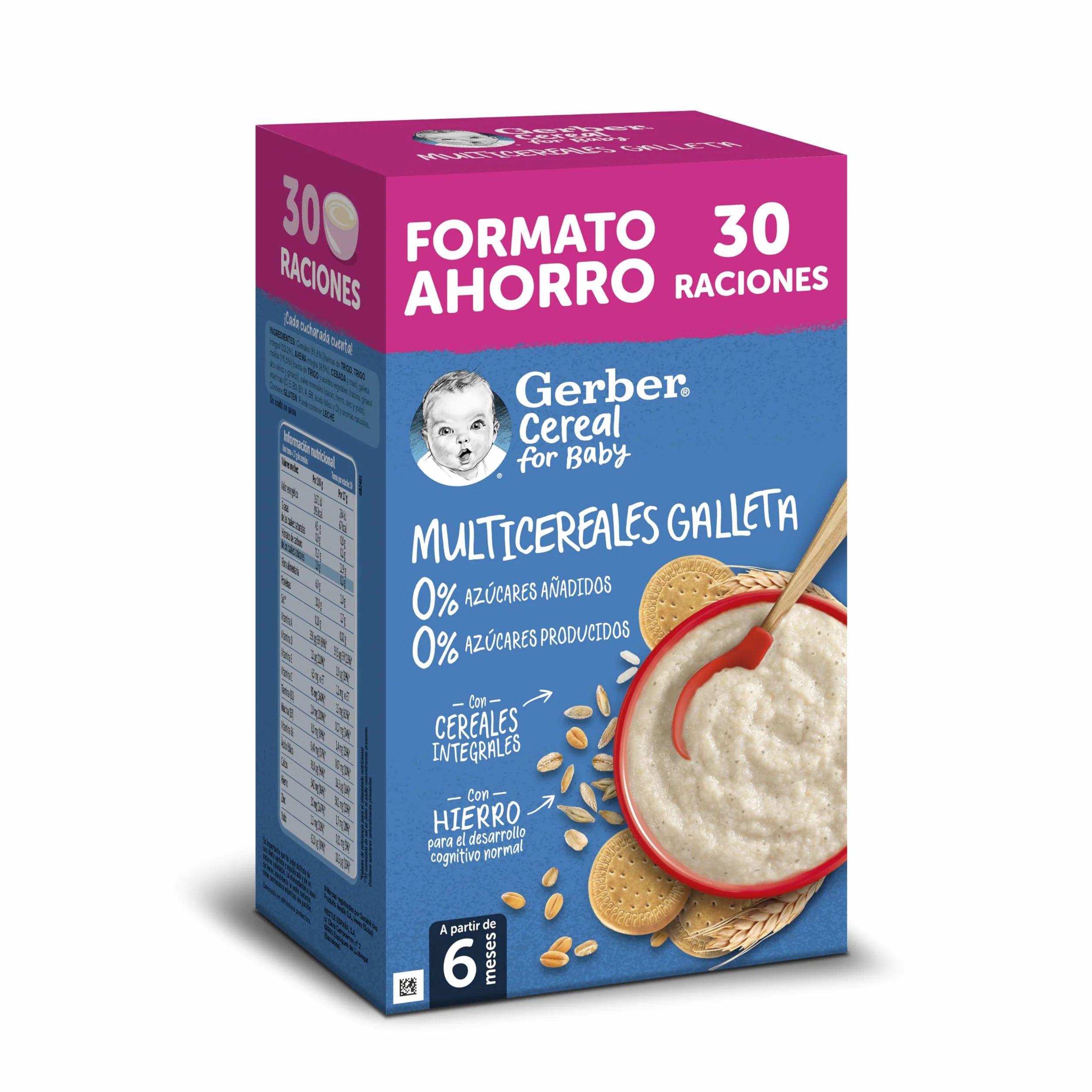 Gerber Papilla Multicereales Y Galleta 0% Azúcares Añadidos, 510 G