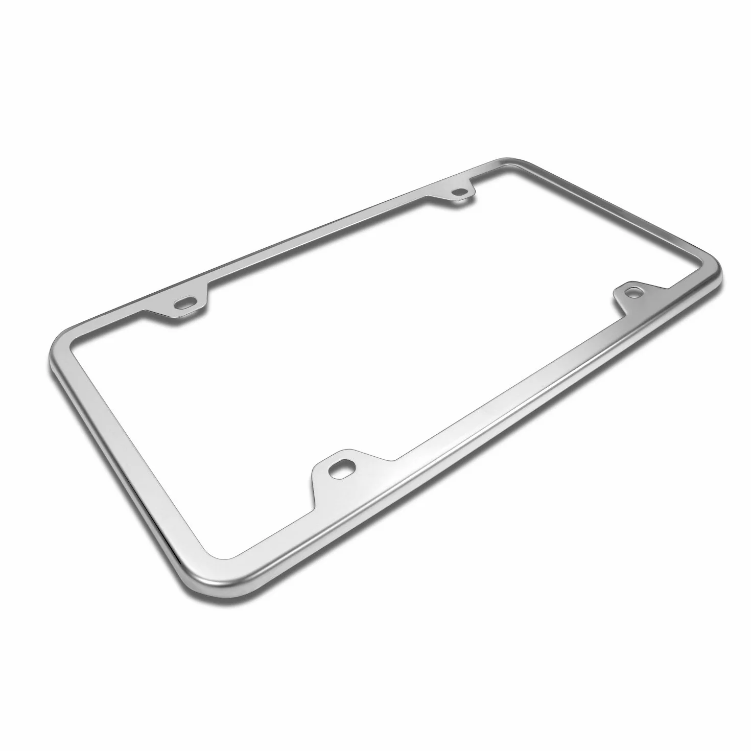 Slim placa de licencia de acero cromado con 4 agujeros, garantía de por vida