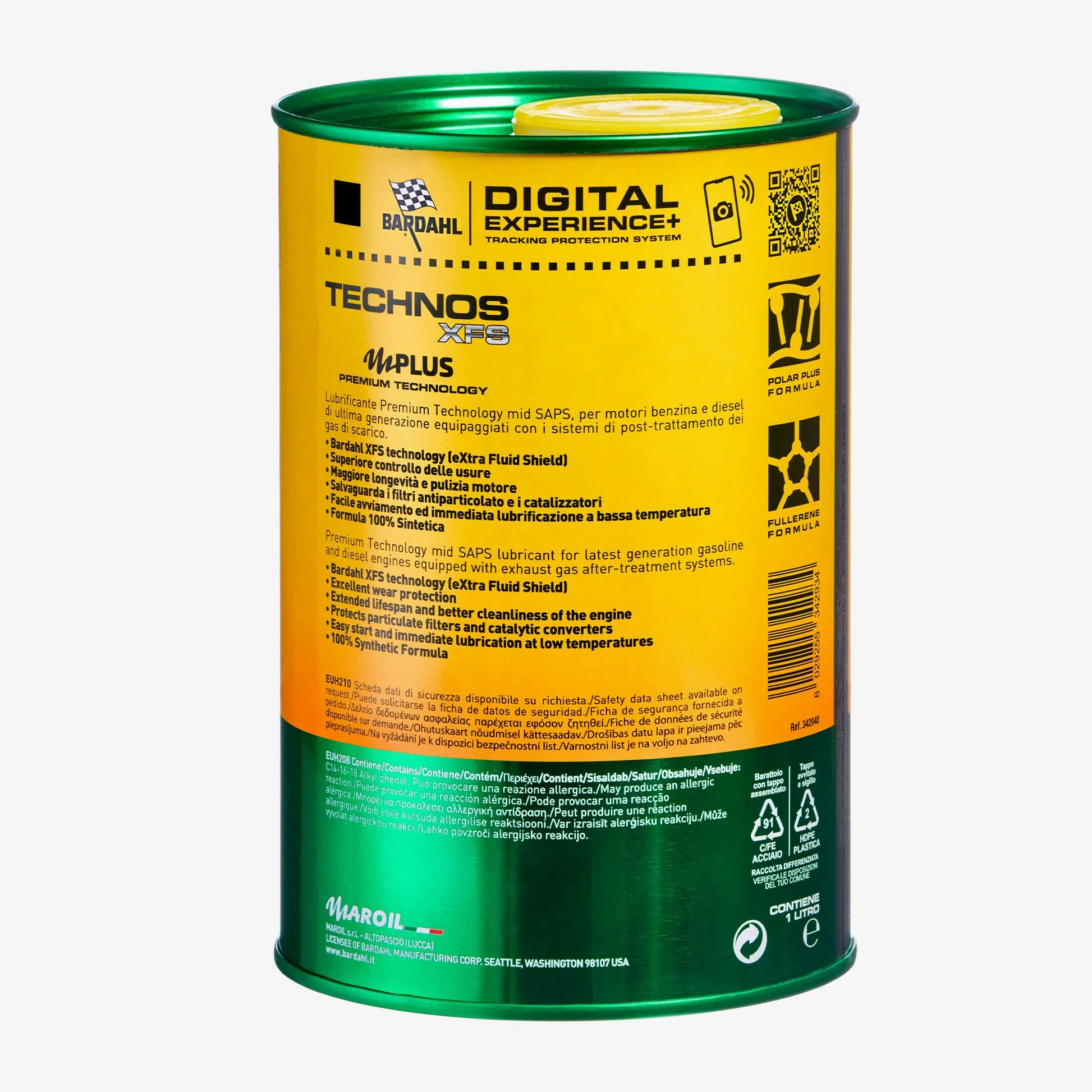 Olio Auto Bardahl Technos XFS C3 5W40-5x 1lt | Maximiza el rendimiento del motor, 100% sintético, 5 litros