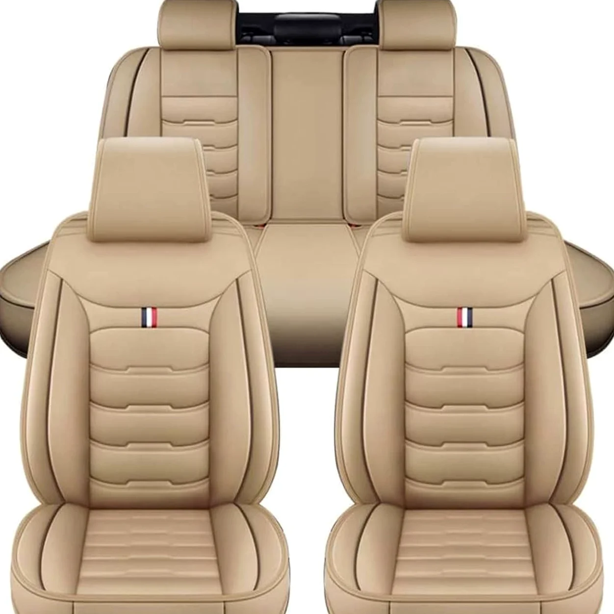 Coche Juegos Cubreasientos Universal para Mini R50 R56 F55 F56 R52 R53 R57 F57 JCW/One/One D/Cooper,Cuero Delanteros Traseros Fundas Asiento Completo Protectores Cómodo Accesorios,B/Beige