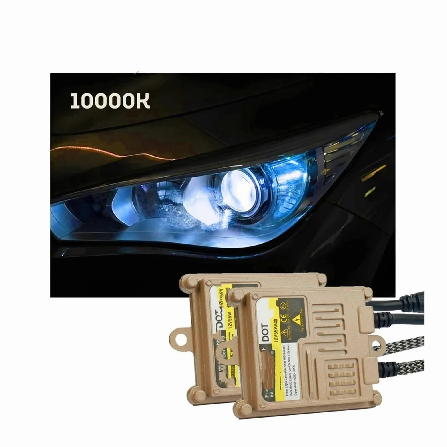 H4 Bi Xenon Ballast HID Inicio Rápido 55W Kit H1 H3 H7 H11 H27 880 9005HB3 9006HB4 Lámpara Bombillas Faros Delanteros Coche Balasto De Xenón(10000K,H7)