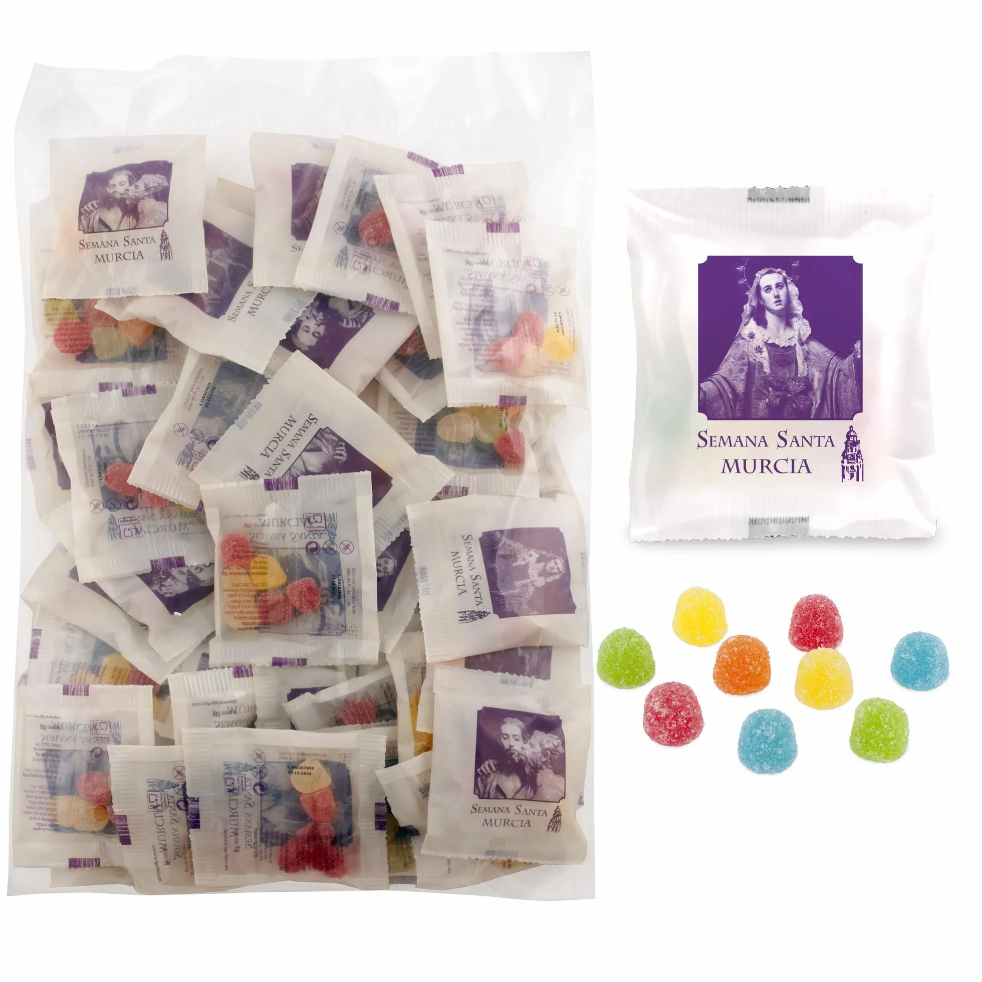 Caramelos Cerdán Gominolas Semana Santa Murcia con Imágenes de Salzillo y Recuerdos de Murcia Sabores Surtidos Bolsa 500g