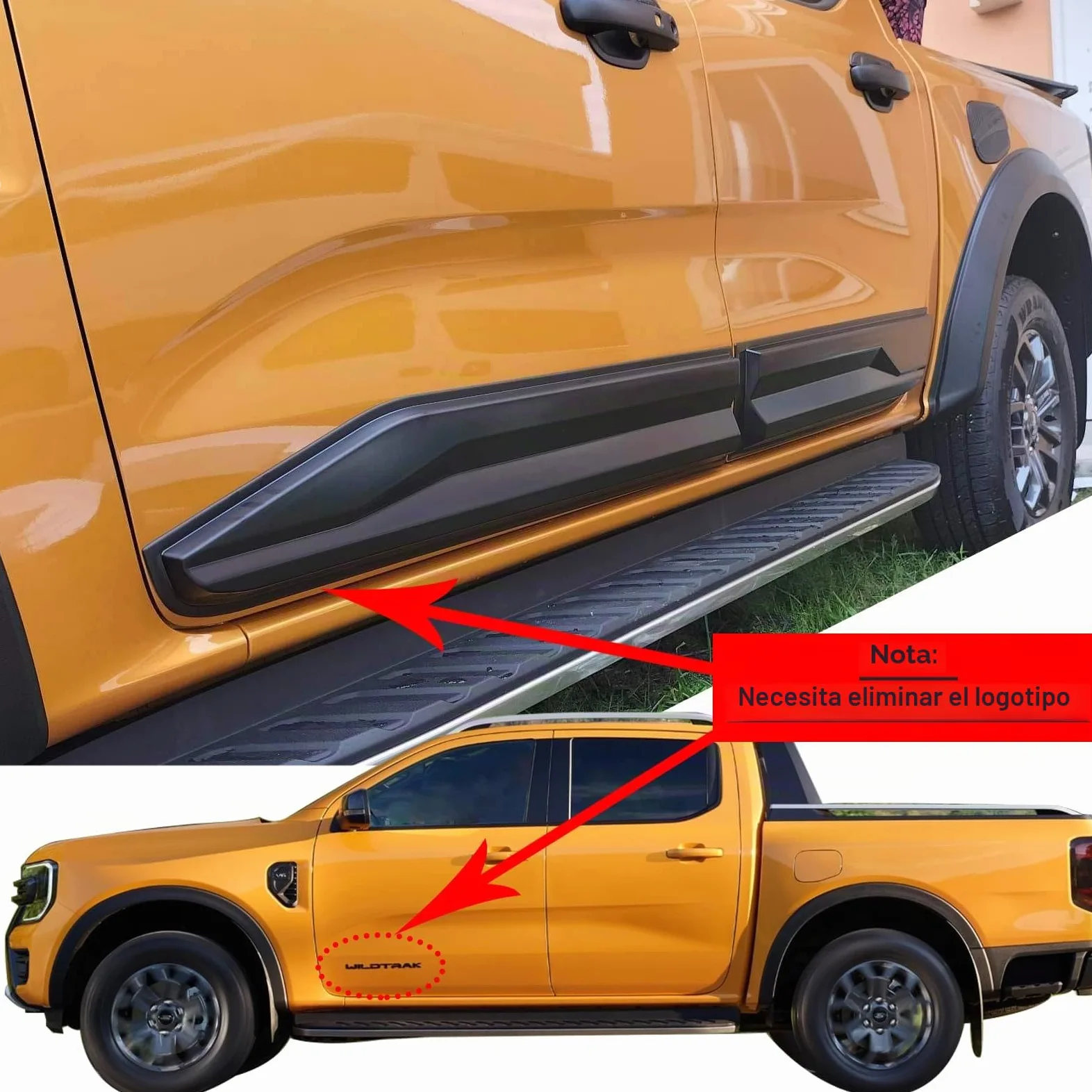Fenders Molduras Laterales para Ford Ranger T9 2023-2024-2025 Wildtrak XL XLT Limited Platinum ABS Revestimiento de carrocería de Puerta Lateral