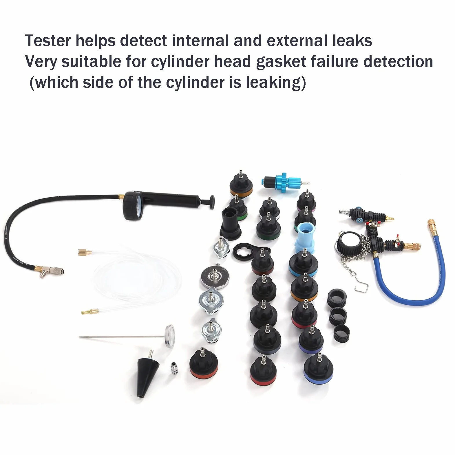 Kit de comprobador de presión de radiador de 33 piezas con detector de refrigeración universal para motocicletas automotrices