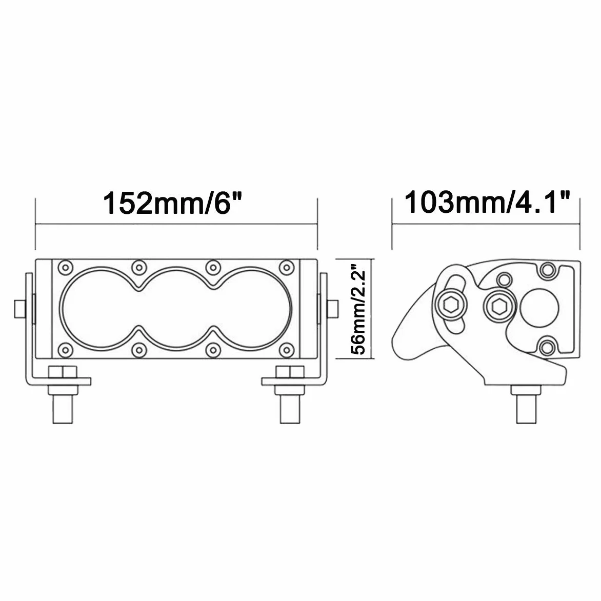 Lightronic - Lámpara de trabajo led CREE de 15 cm, 30 W, 3 x 10 W para todoterreno, 4 x 4, camión, lente de inundación