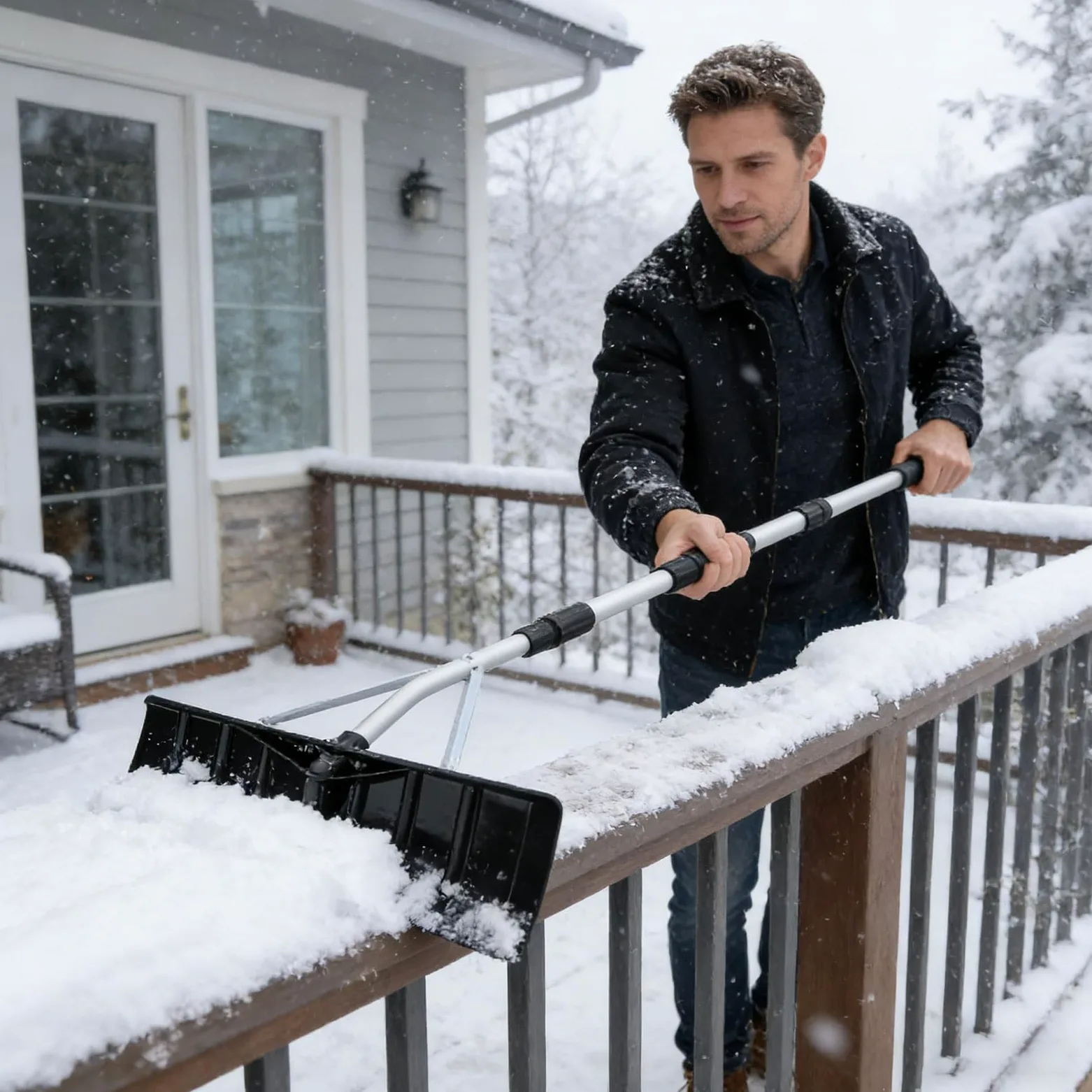 Herramienta de limpieza de nieve con mango extensible de 4,8 m y cabezal multifunción para coches y techos, removedor de hielo para vehículos