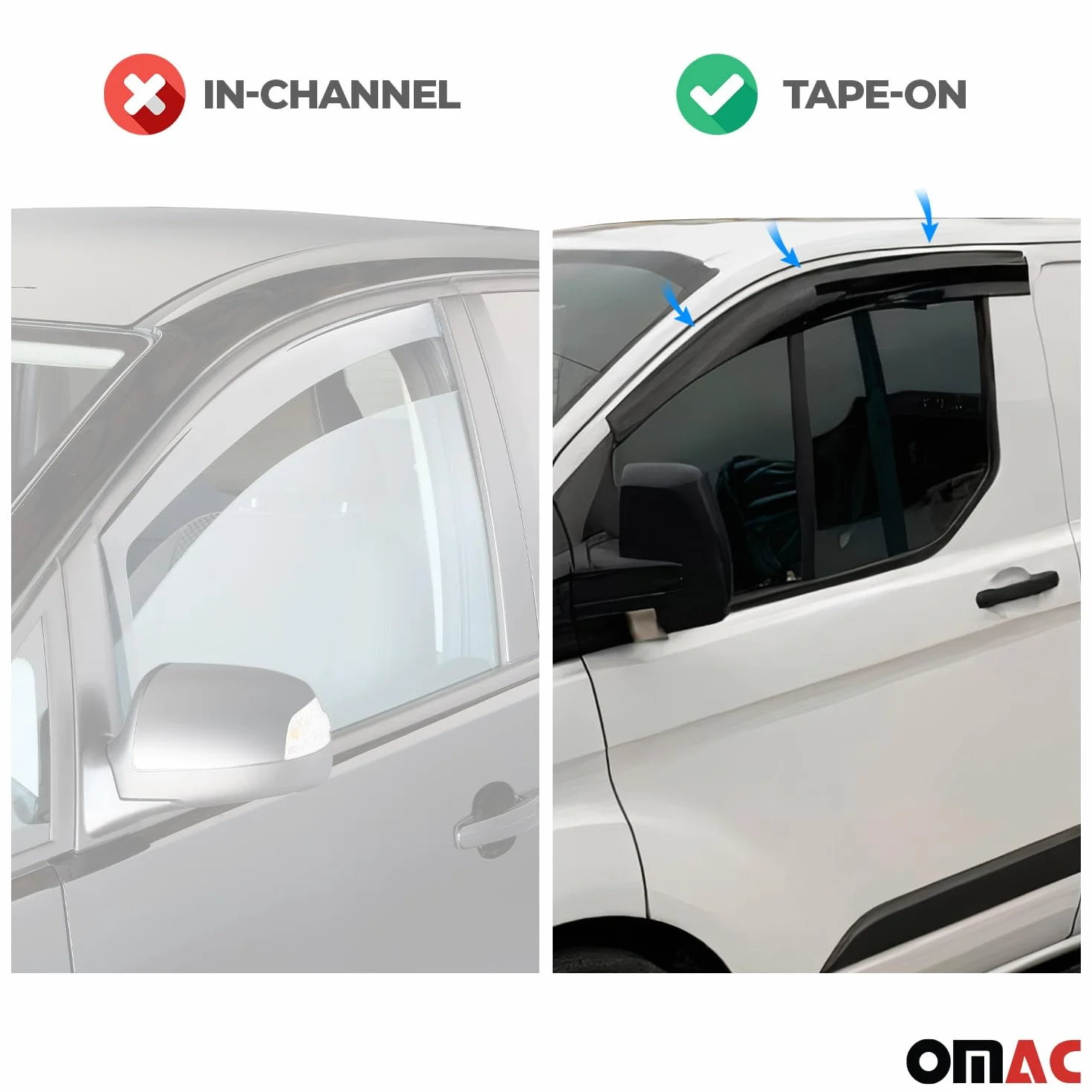 OMAC Deflectores Aire Regenabweiser Compatible con Opel Combo D 2011-2018 Negro Acrylic 4tlg