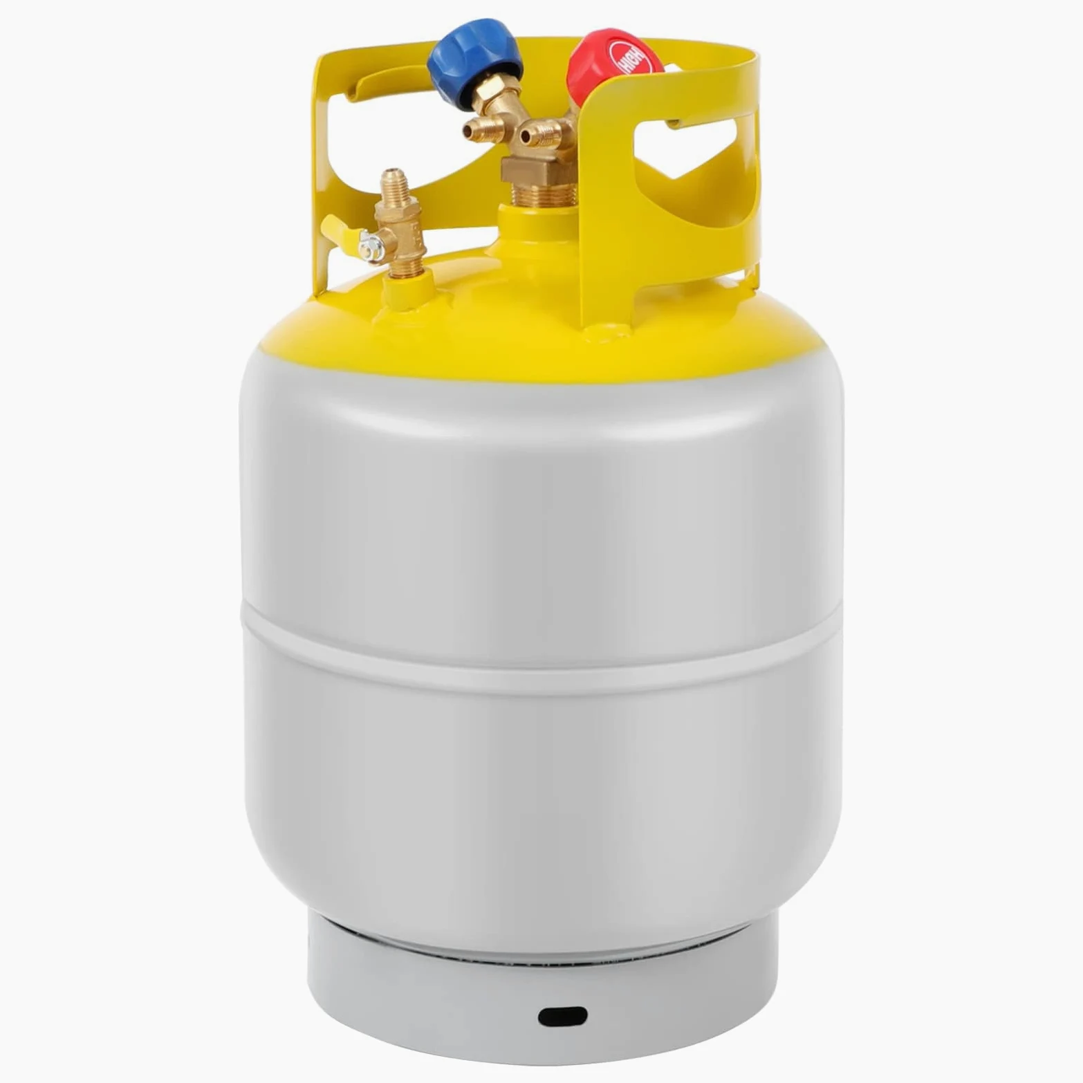 FAHKNS Tanque de recuperación de refrigerante de 30 Libras con válvula en Y SAE de 1/4, Tanque cilíndrico Reutilizable sin Interruptor Flotante R12 R22, R134A, R410A, etc. Tanque de recuperación de