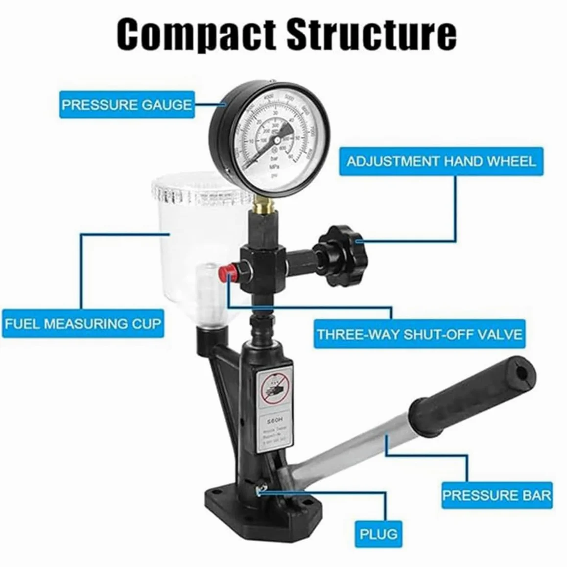 Kit De Compresión para Comprobador De Inyectores Diésel, Comprobador De Inyectores Common Rail, Detector Multifuncional para Comprobador Electromagnético De Inyectores Di,