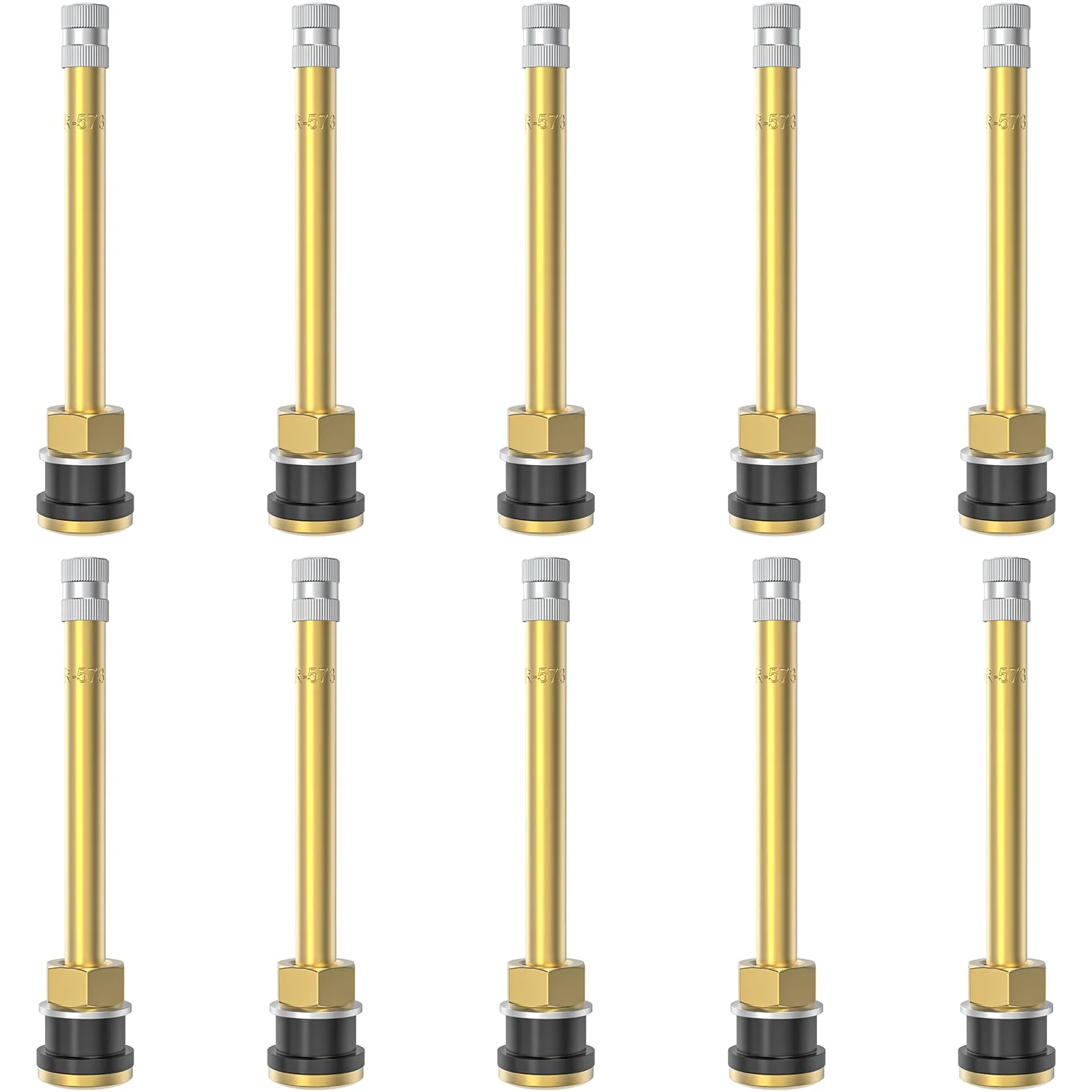 TR573 - Vástago de válvula de neumático de camión de latón Comercial 4-3/8 para llanta de 15,7 mm + 0,3 mm, con vástago de válvula de latón y núcleo de válvula, Paquete de 10