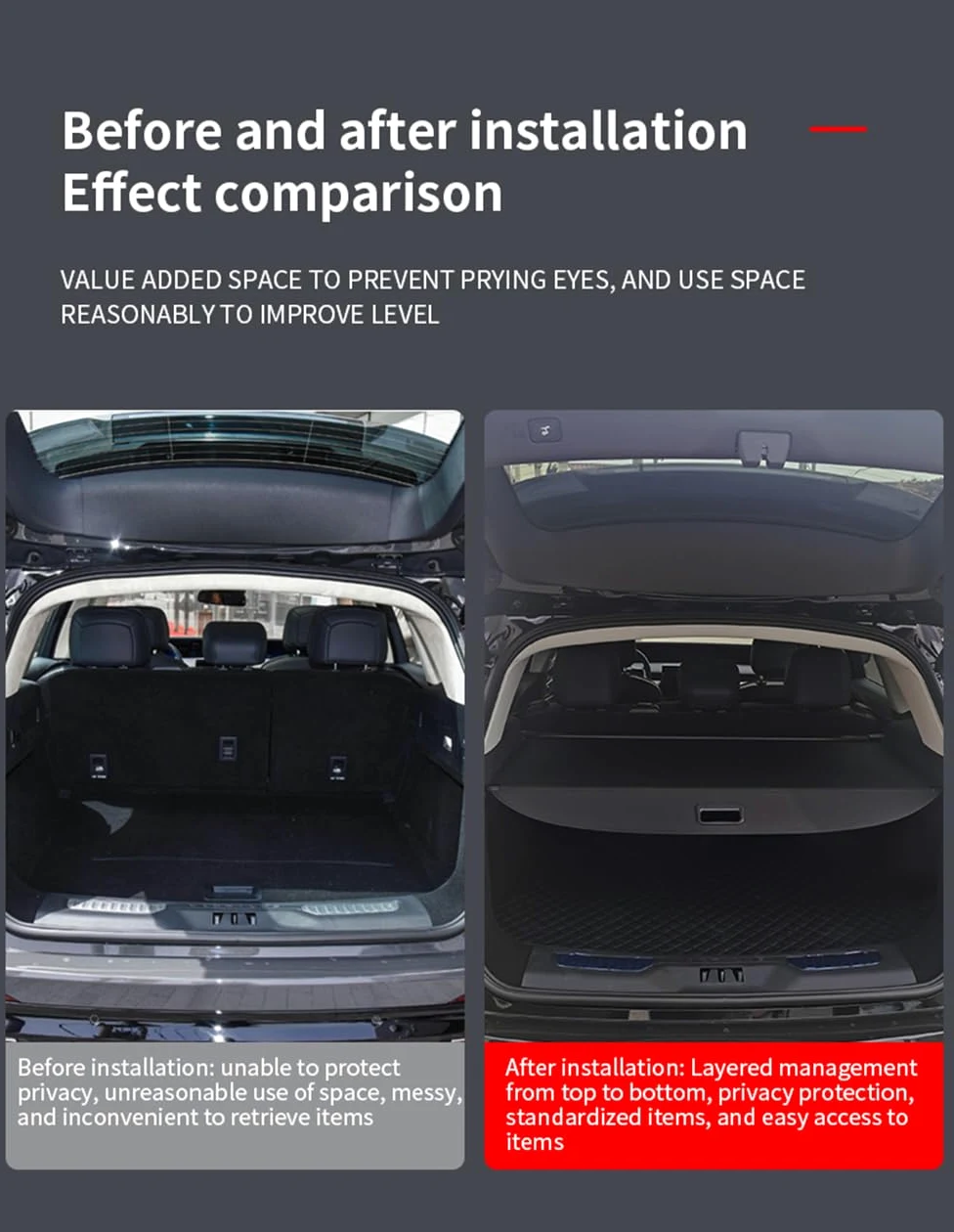 ZUMAHA Coche Cubiertas Carga Retráctil Maletero Trasero para Mercedes-Benz B Class W245 B180 B200 2008 2009 2010 2011 Multifunctional Cargo Protector Almacenamiento Accesorios,Blackstyle