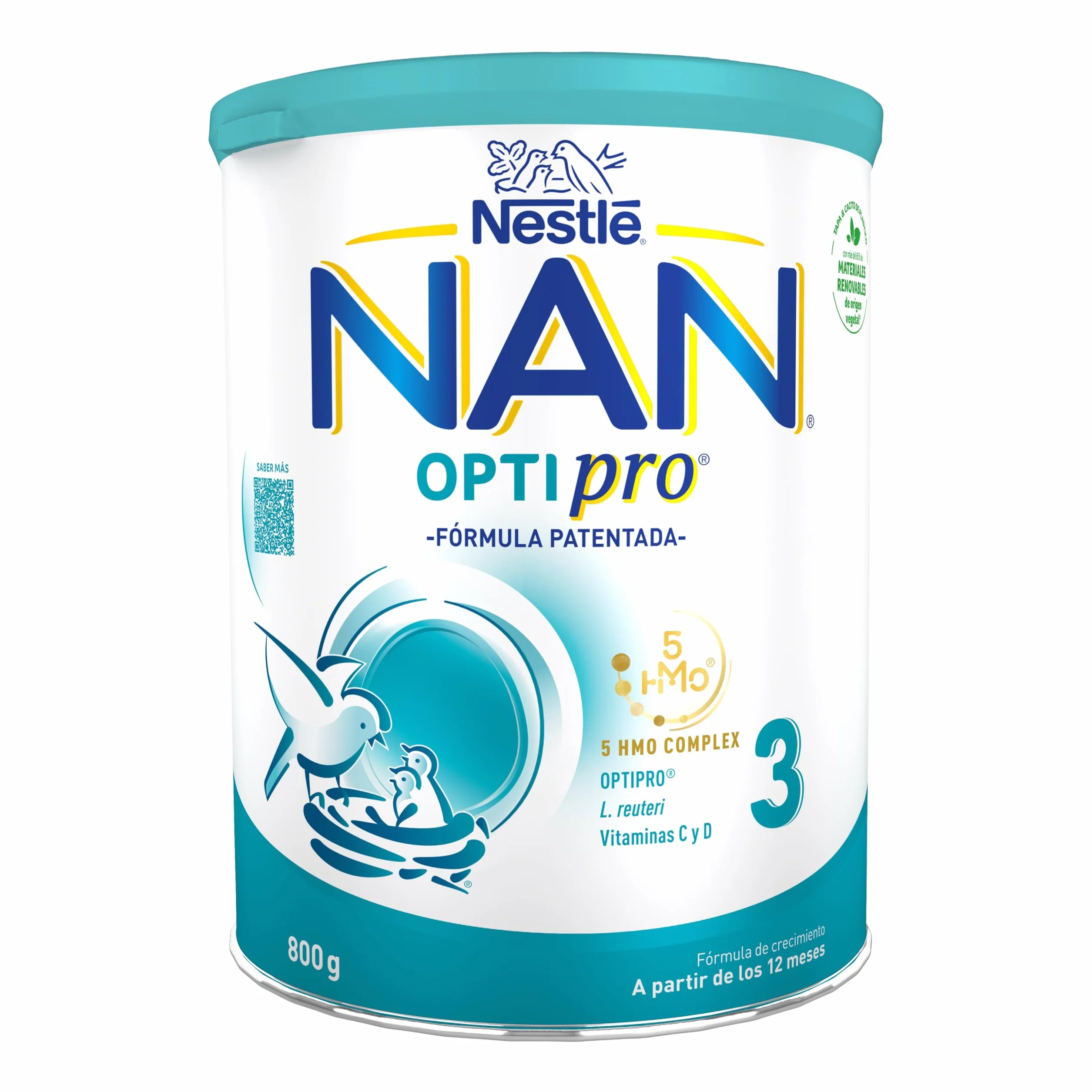 Nestlé NAN OPTIPRO 3 Leche de crecimiento en polvo, 3x800g