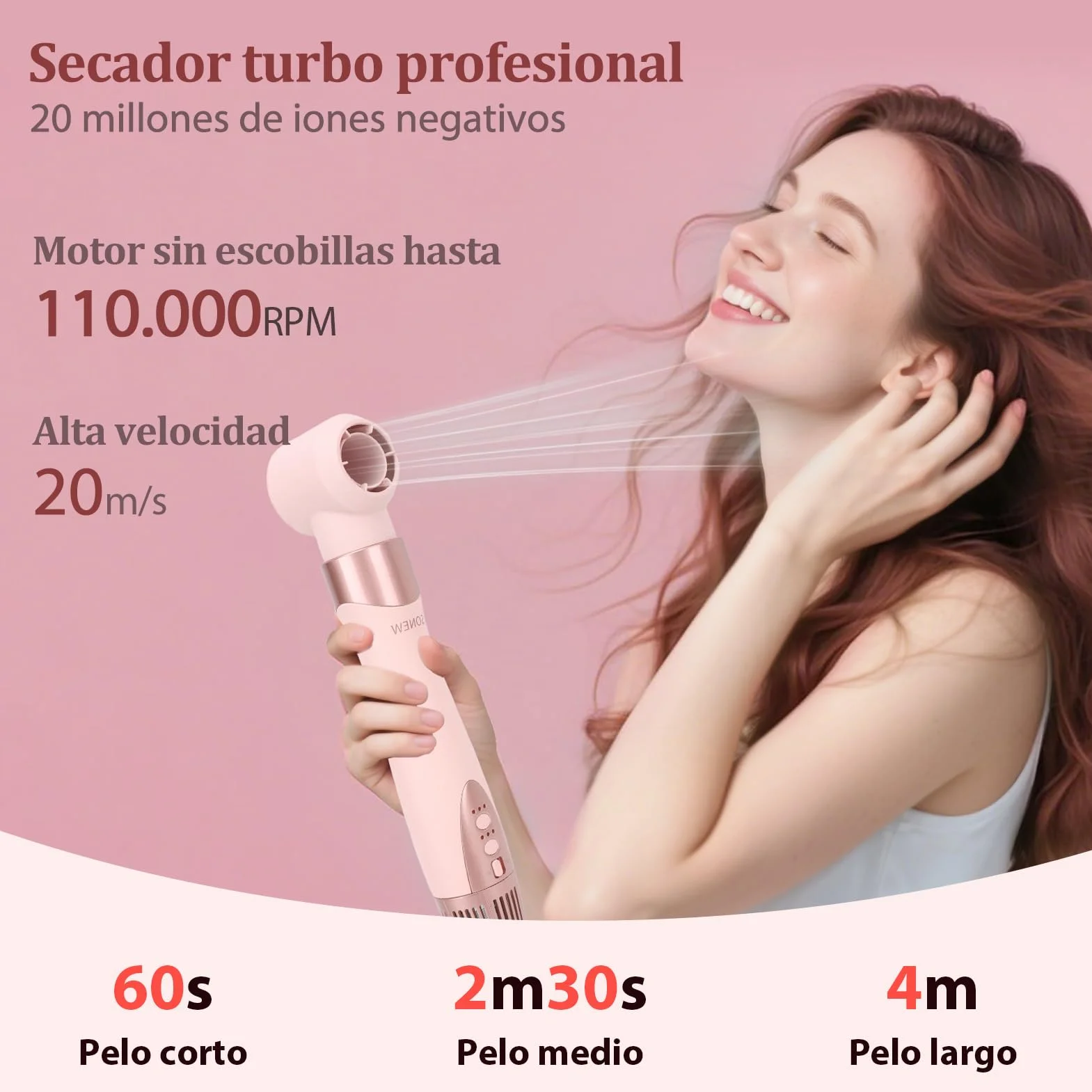 Sonew Estilizador de Pelo 9-en-1 Multi Hairstyler, 110.000 rpm, Cepillo Alisador, Iones y Secador, 68 mm/48 mm/32 mm/25 mm