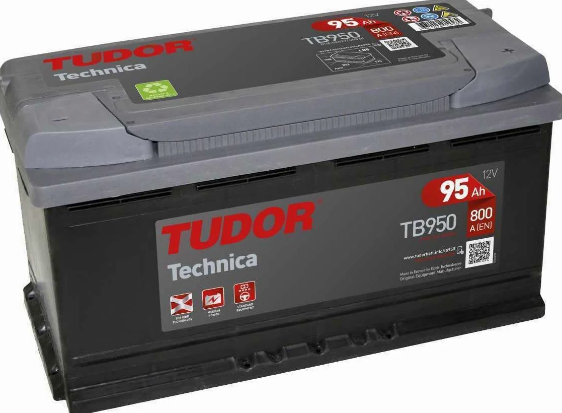 Tudor TB950 Batería de coche de Plomo Calcio 95Ah 800A, Gama Technica, para Automóvil de turismo