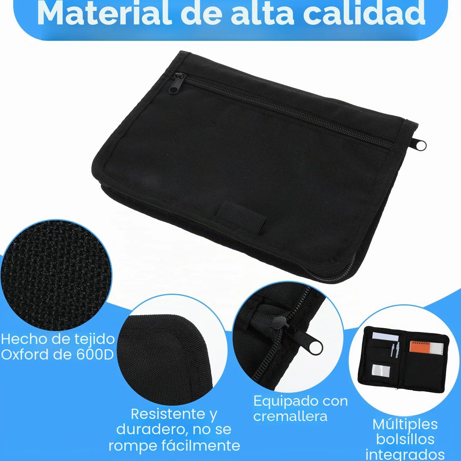 Carpeta para vehículos Carpeta para documentos A5, 24 x 17,5 cm Organizador de guantera para automóvil con múltiples compartimentos, para guardar cheques, facturas, recibos y billetes