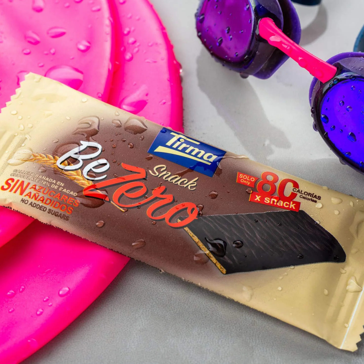 Tirma Snack Be-Zero Galletas Crujientes Cubiertas de Chocolate 70% Cacao Sin Azúcares Añadidos 80 kcal Pack 6 Unidades