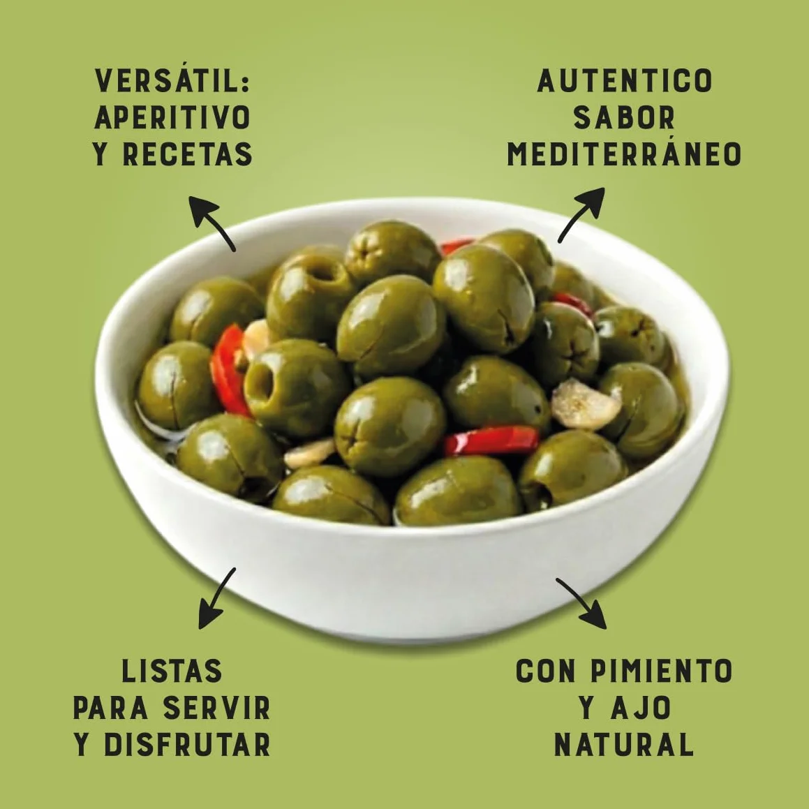 Capricho Andaluz Aceitunas Partidas Chupadedos Lata 4,1kg (2,5kg Escurrido) Aliño Tradicional Ajo Pimiento Profesional
