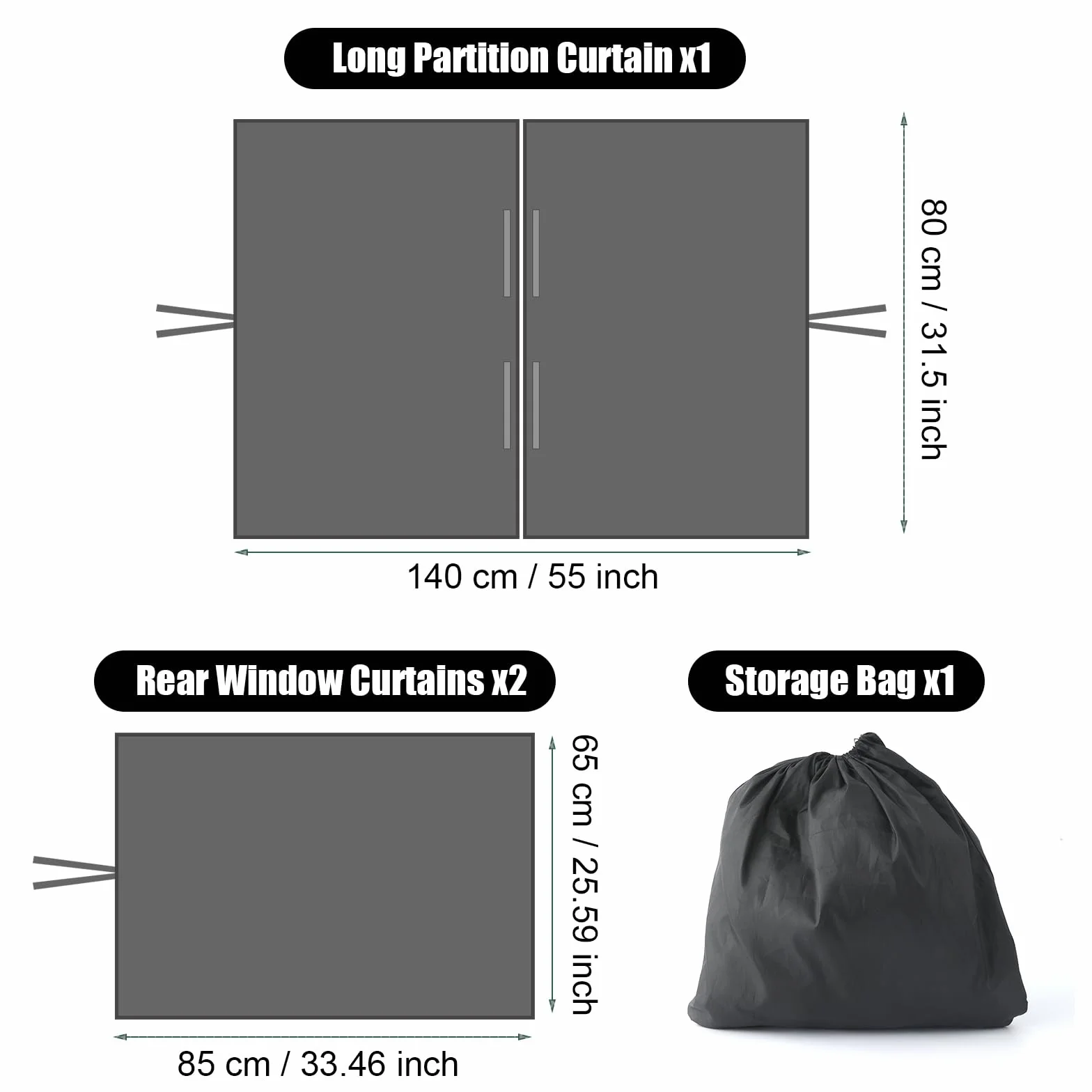SAVITA 3 Uds Cortina para Auto, 1 Juego de Cortinas de Privacidad Parasol con 1 Asiento Trasero y 2 Laterales Cortina Divisoria para Ventanas Cortinas de Privacidad para Autos para Acampar Viajar