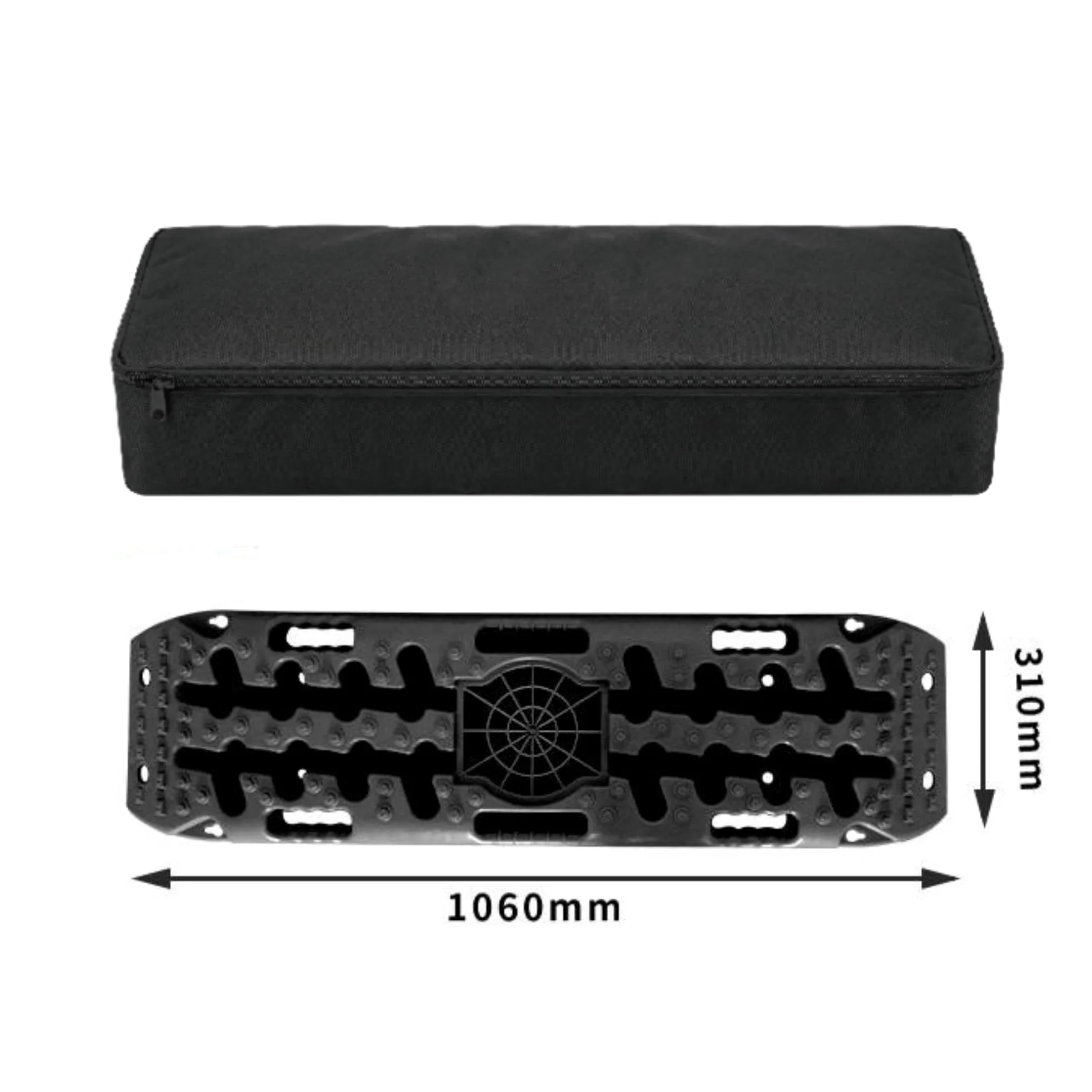 Juego de 2 Planchas de Desatasco 10T Con base para gato jack, Bolsa y soportes para baca incluidos. Offroad 4x4 - Barro, Arena, Nieve o modo pala para despejar camino. 106x31x7cm 10 Toneladas