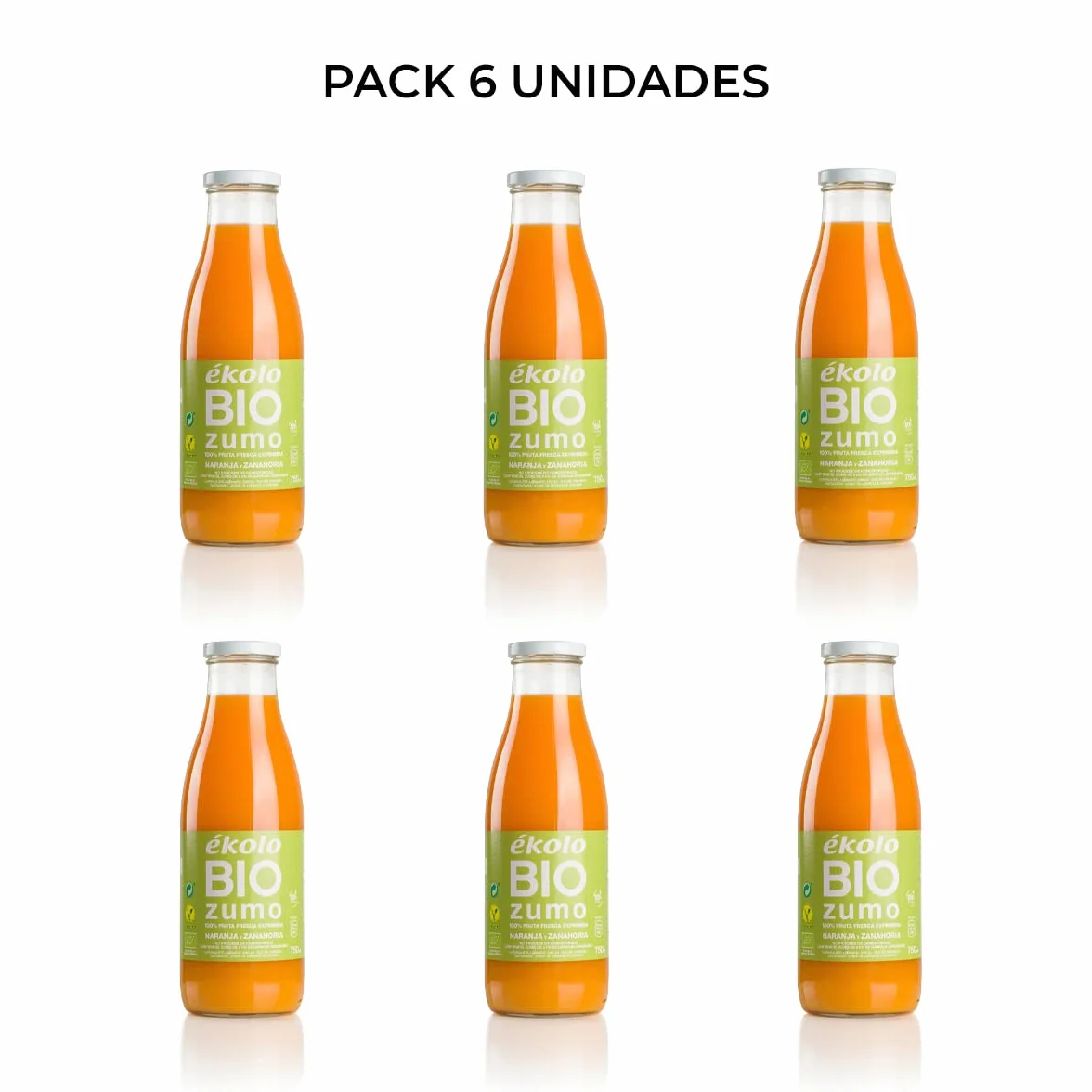 Ekolo Zumo de Naranja, Zanahoria y Limón Ecológico 100% Exprimido 6 x 750 ml