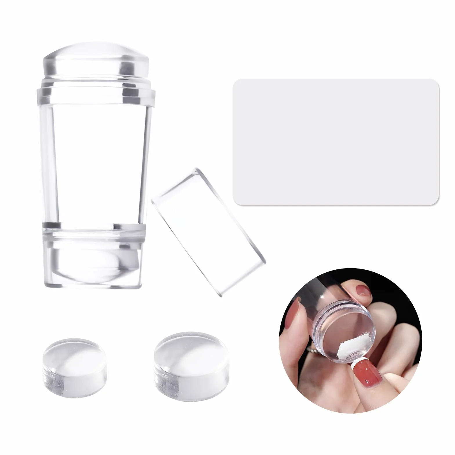 Juego de herramientas de estampación de uñas de silicona, sello de gelatina con raspador, kit de manicura DIY