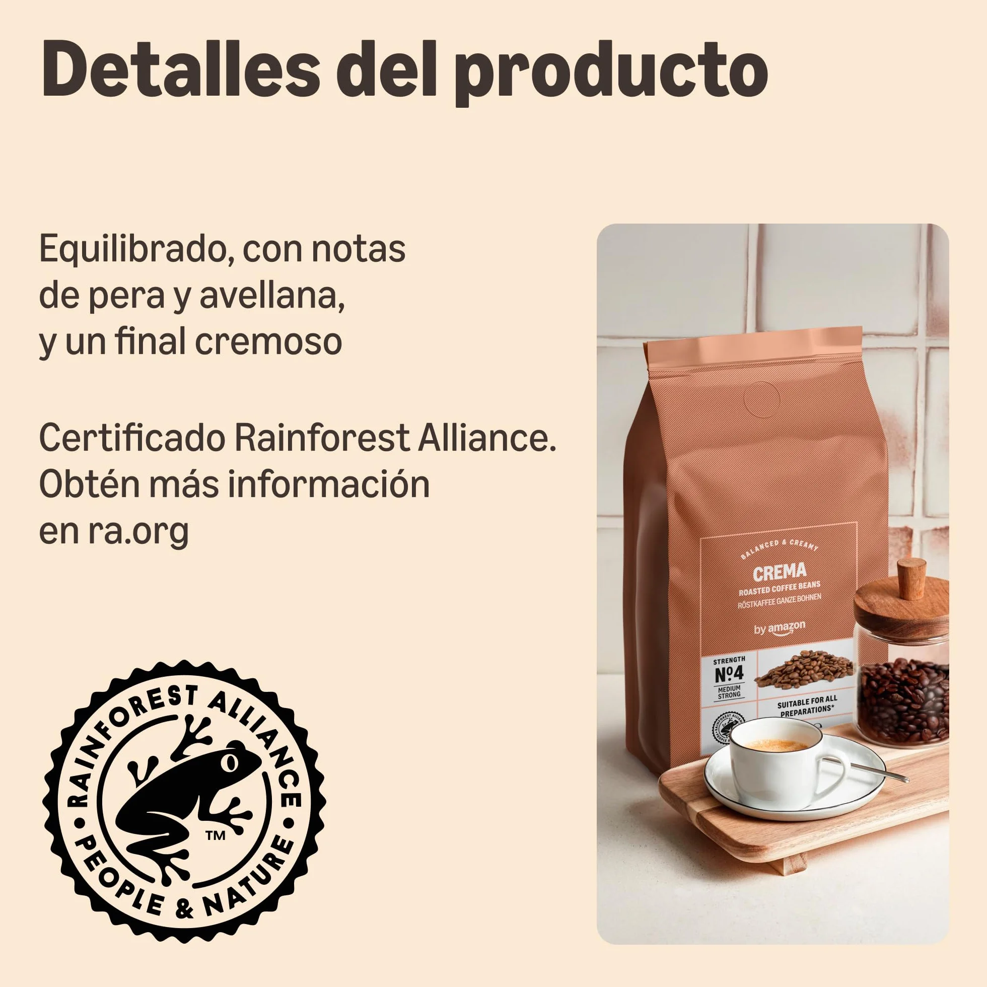 Amazon Crema Café En Grano De Tueste Natural Intensidad 4, 1kg