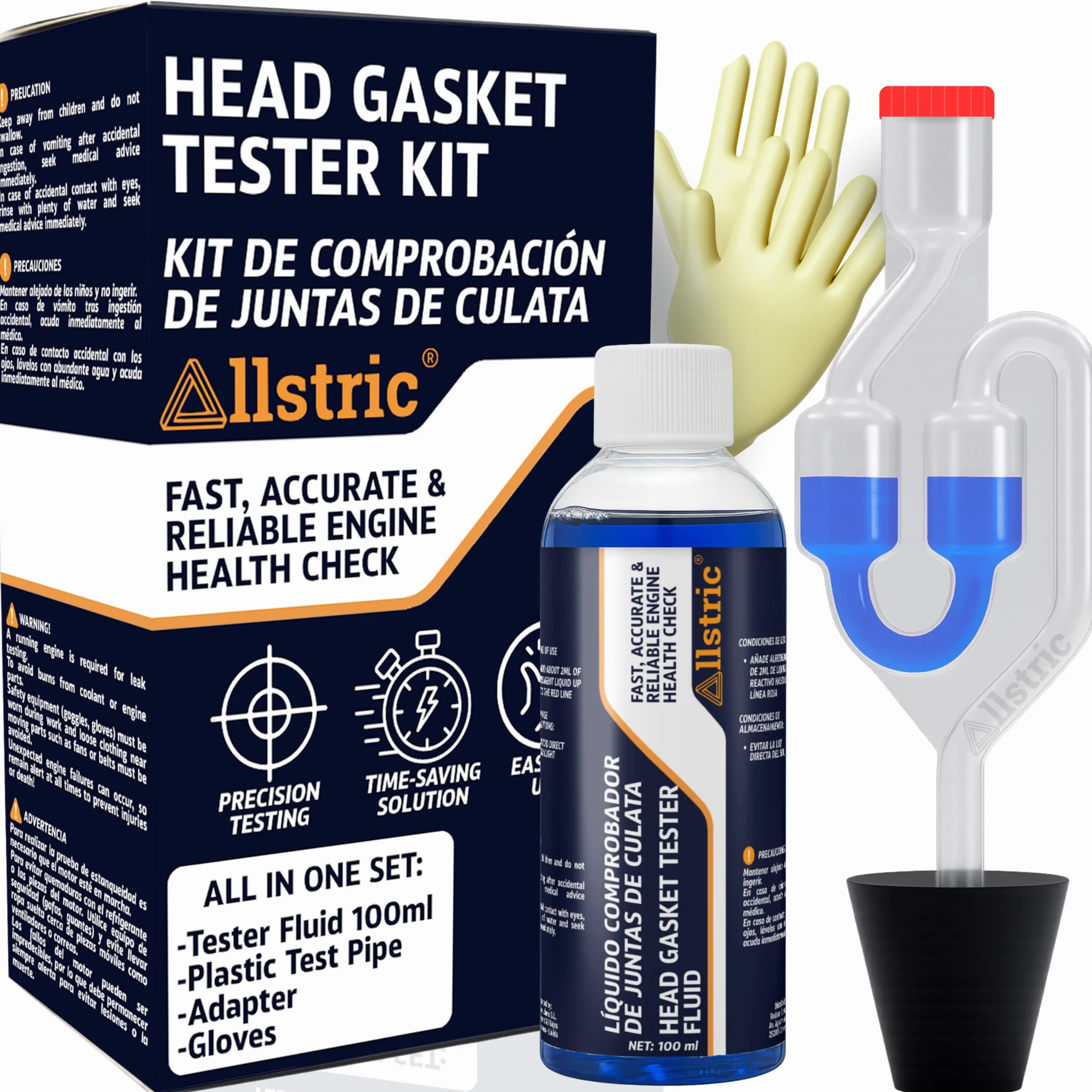 Detector de Culata CO2 | Comprobador Junta Culata para Coche y Motores | Kit Universal con 50 Pruebas | Block Tester para Fugas de Refrigerante y Analizador de Gases del Motor