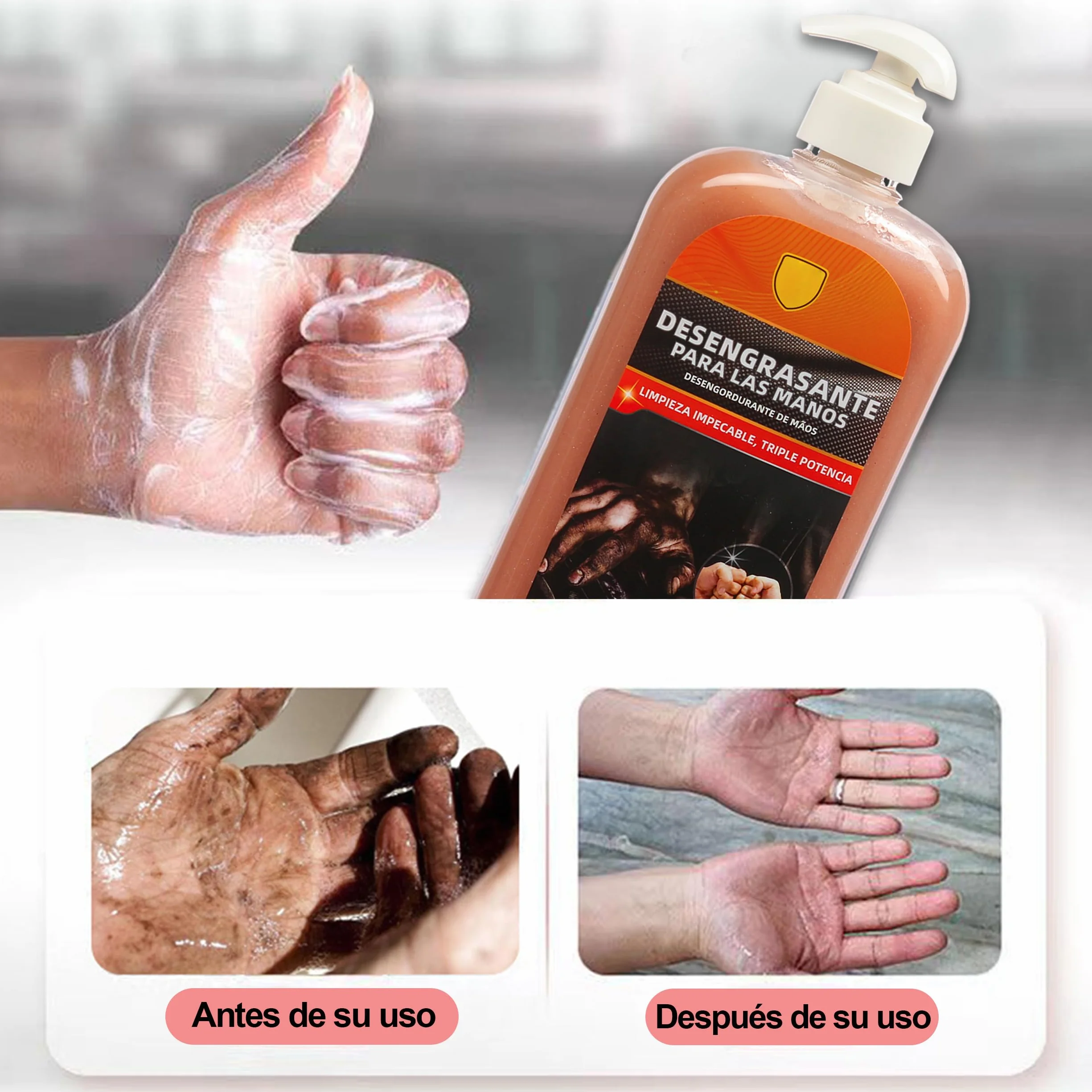 Gel Desengrasante para Manos 1L Profumado con Partículas para Mecánicos - Pack 1